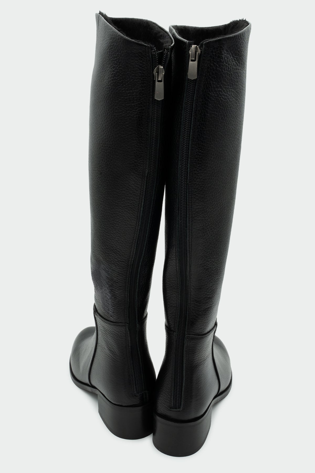 Montana Fermuarlı Hakiki Deri Çizme - SİYAH