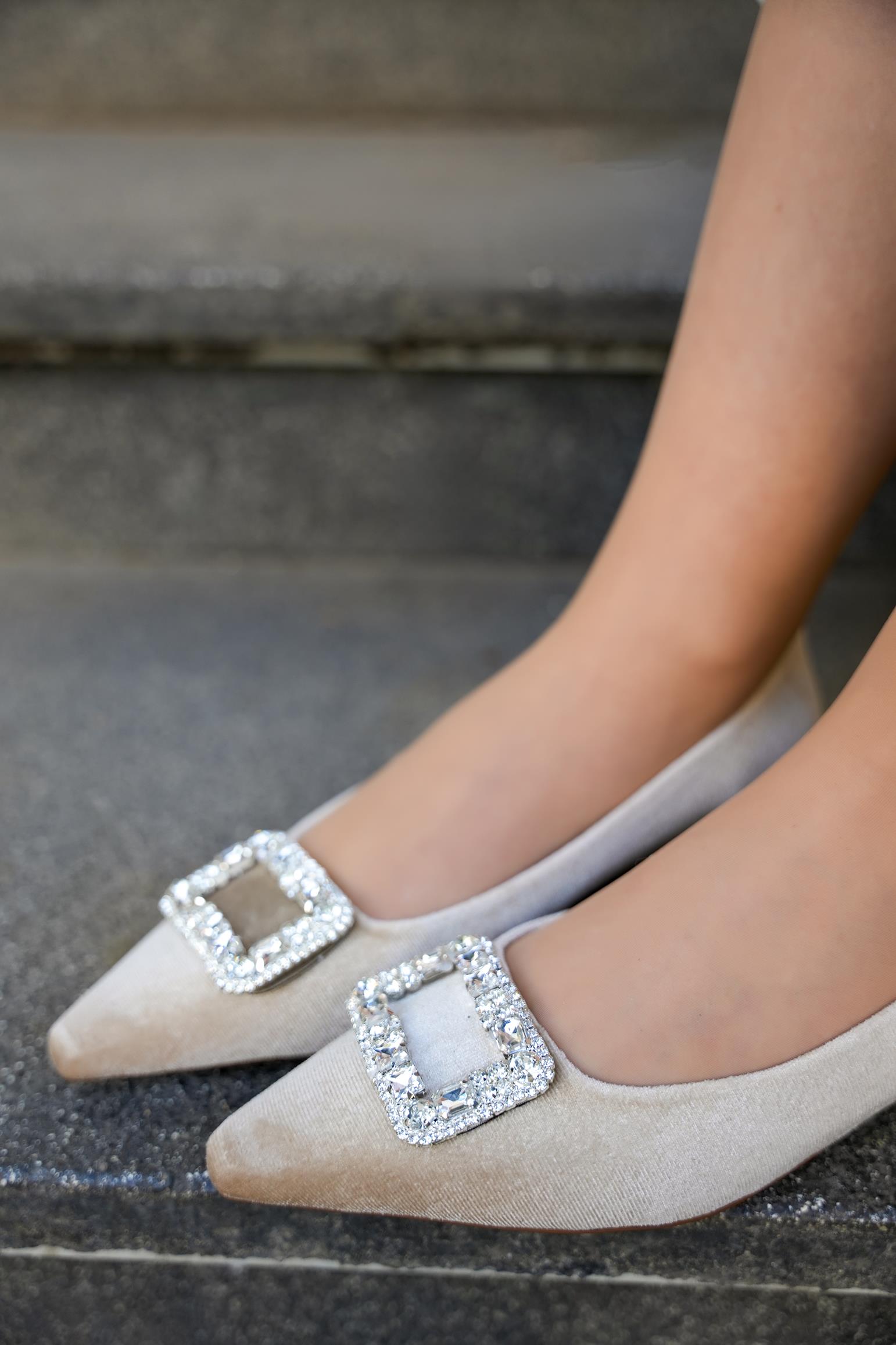 CARTY TAŞLI TOKA DETAYLI KADIN BABET - TEN