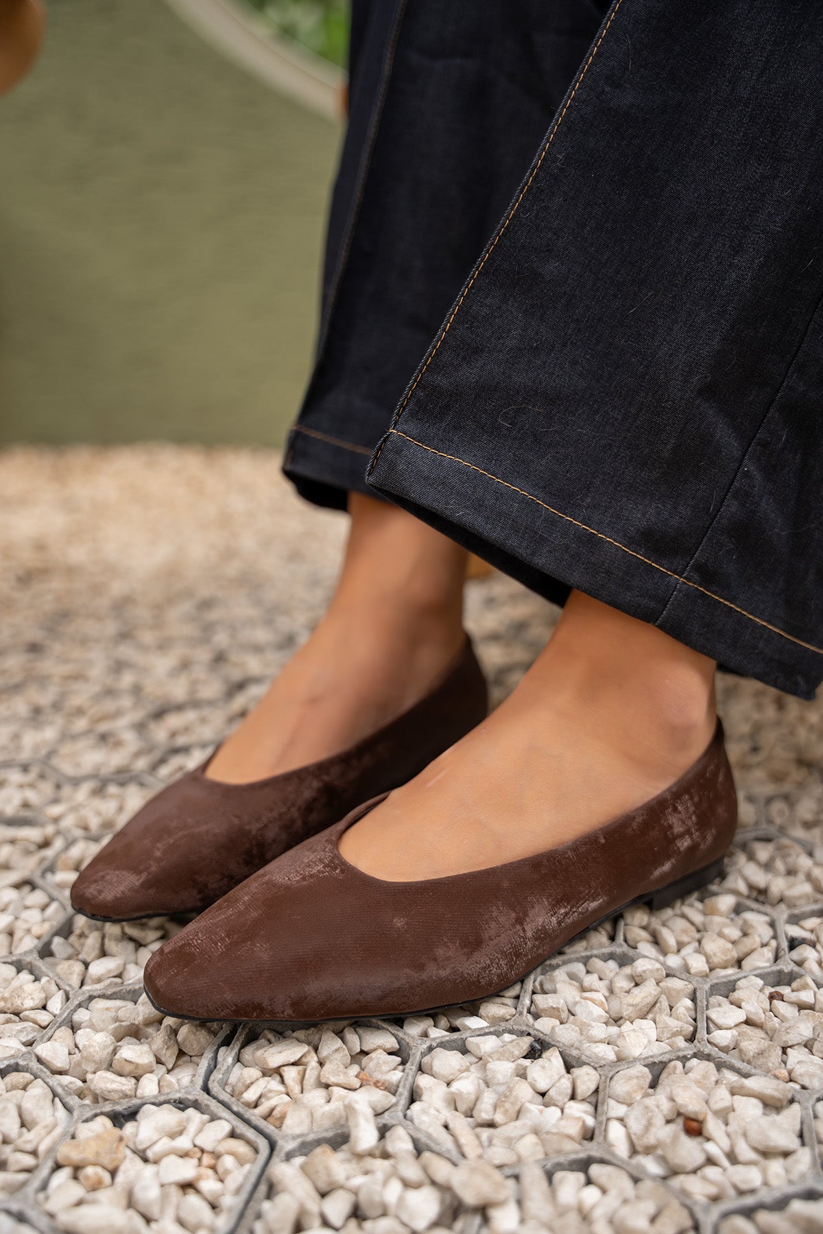 Joset Küt Burun Düz Kadın Babet - ACI KAHVE