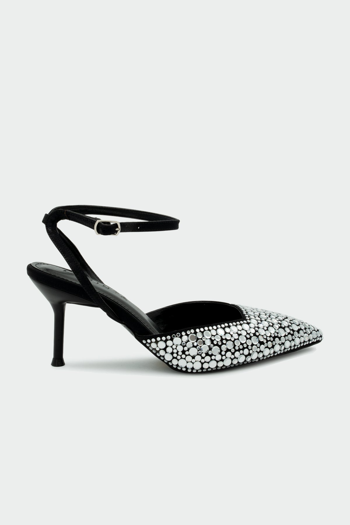 Putika Taşlı Bilekten Bağlamalı Kadın Topuklu Ayakkabı - Silver