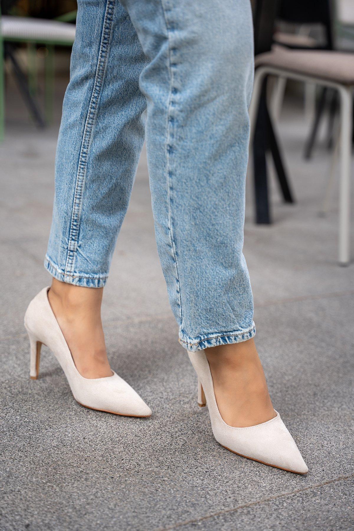 MARLOWE STİLETTO TOPUKLU AYAKKABI - BEJ SÜET