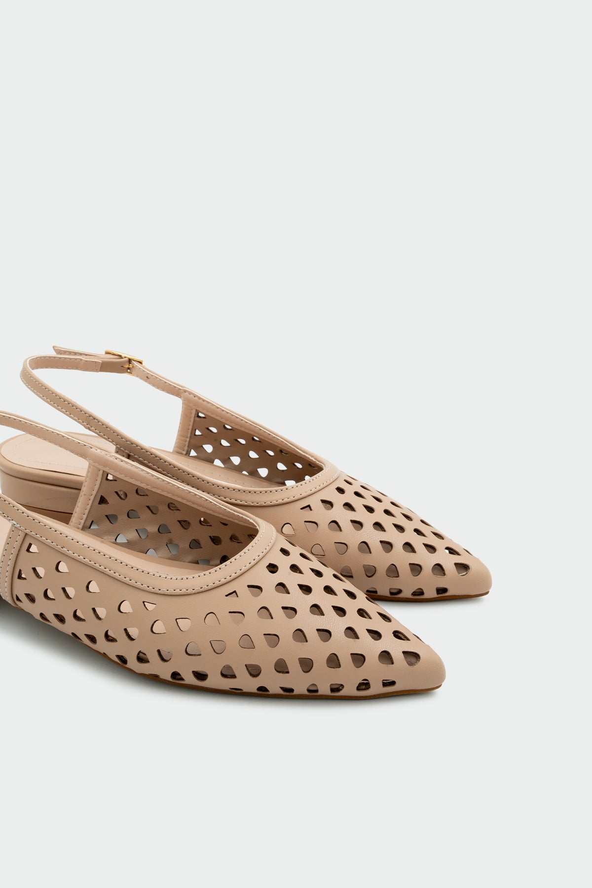 Wespa Lazer Kesim Detaylı Düz Kadın Babet - NUDE