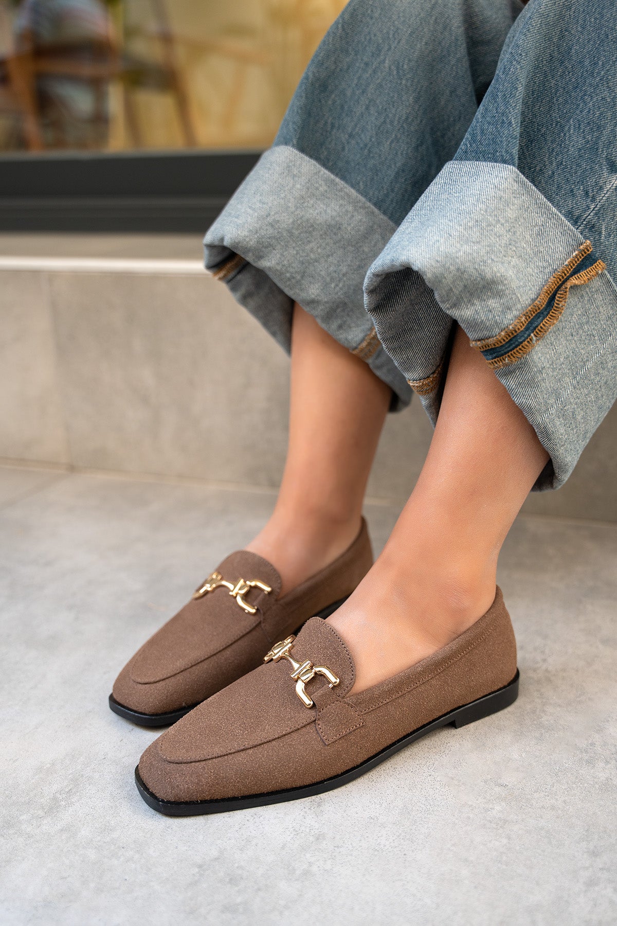 Aloha Gold Detaylı Loafer - AcıKahve Süet