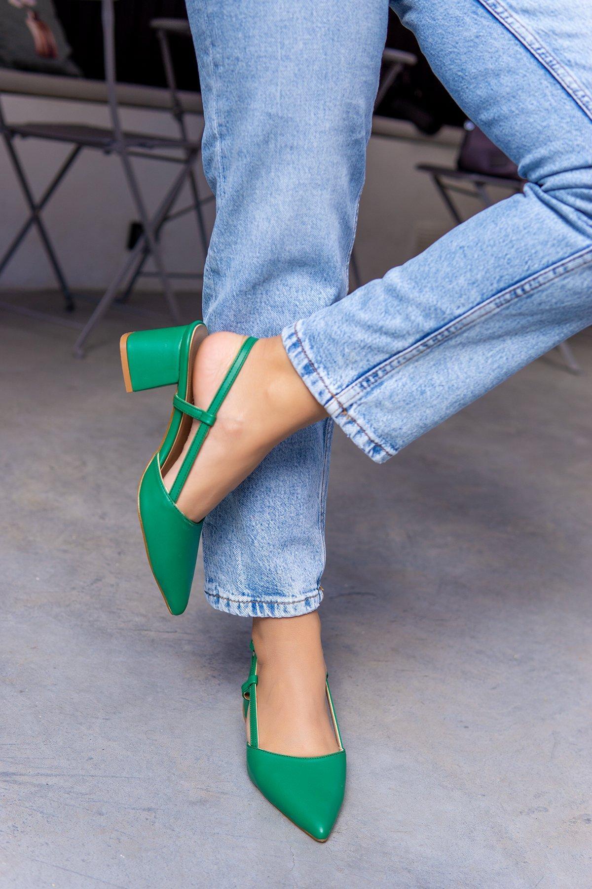BONİTA KALIN TOPUKLU AYAKKABI - YEŞİL