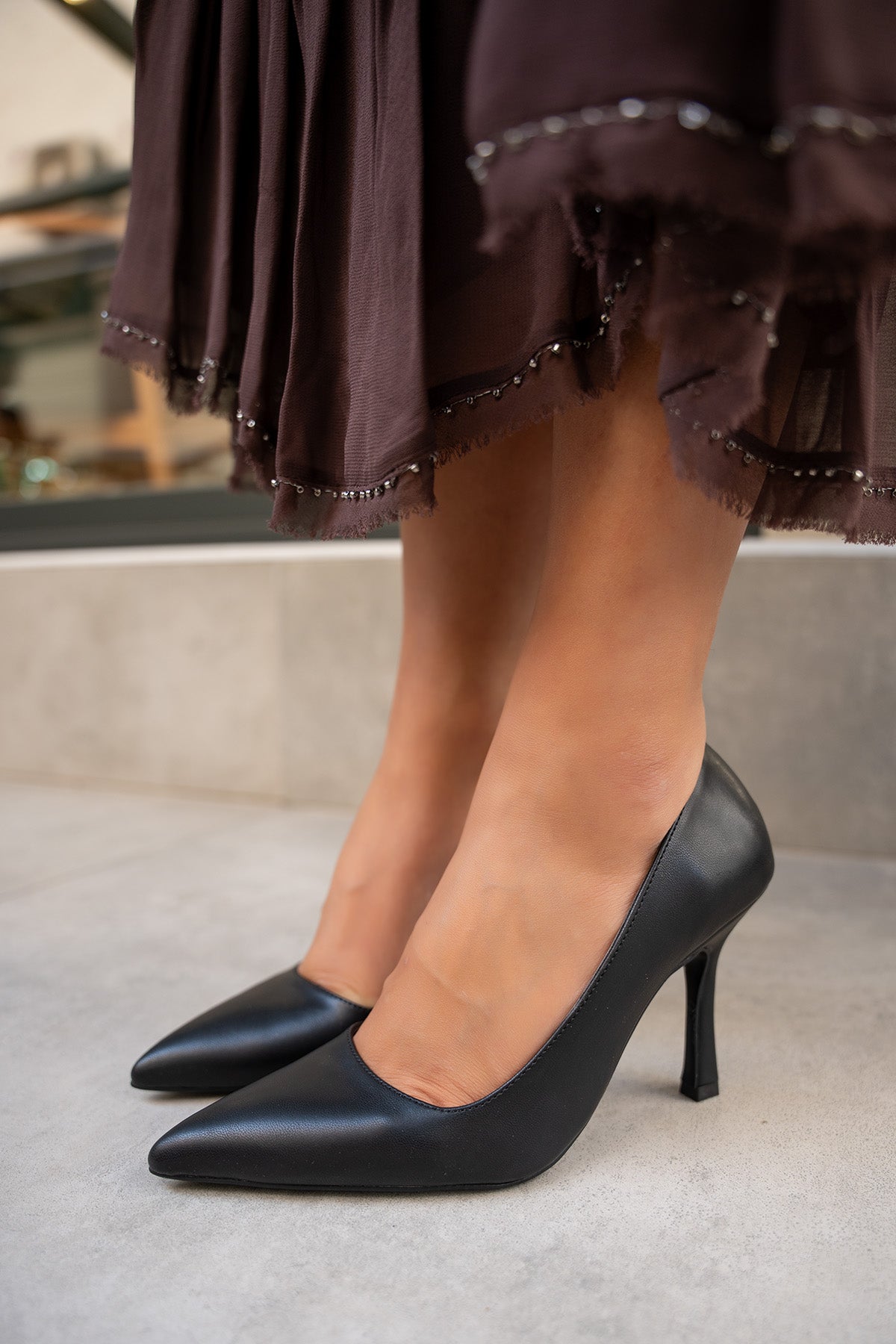 Relly Topuklu Ayakkabı - SİYAH DERİ