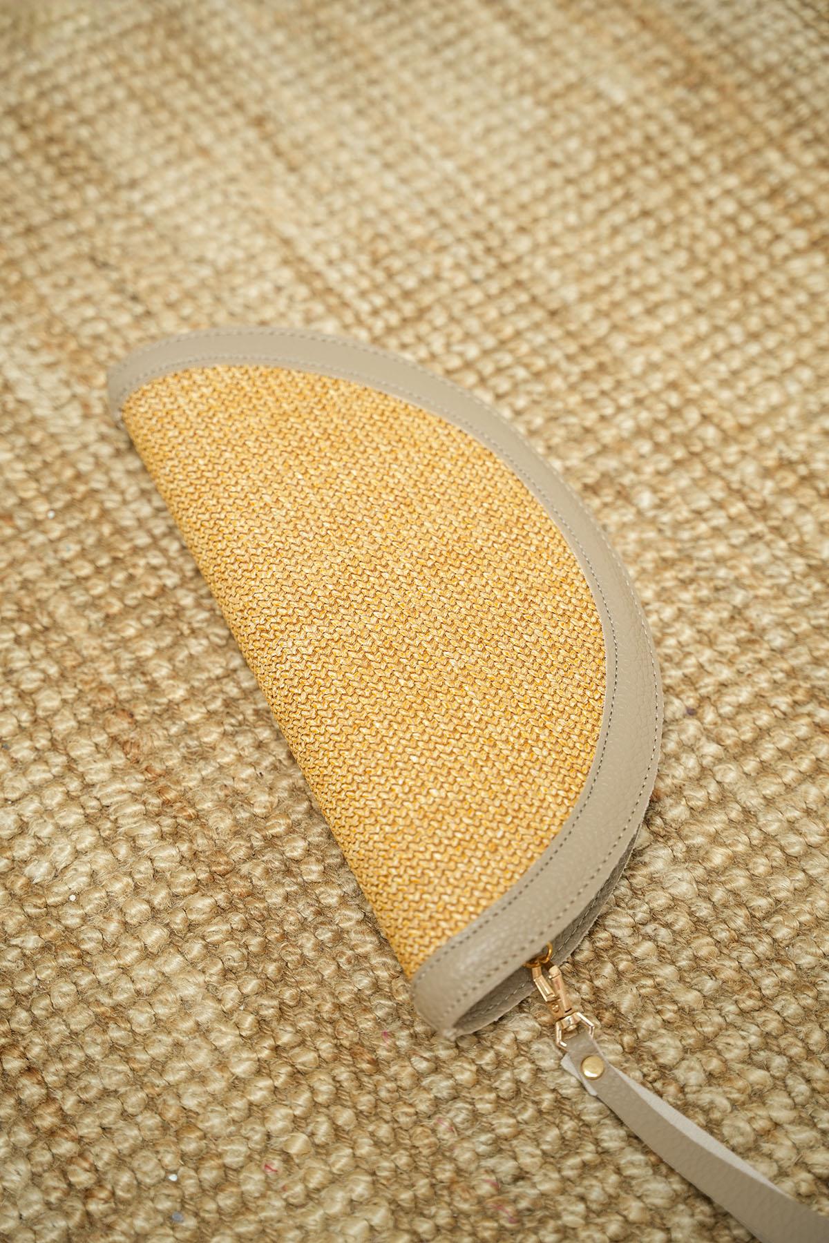 Areyo Hasır Oval Clutch - VİZON