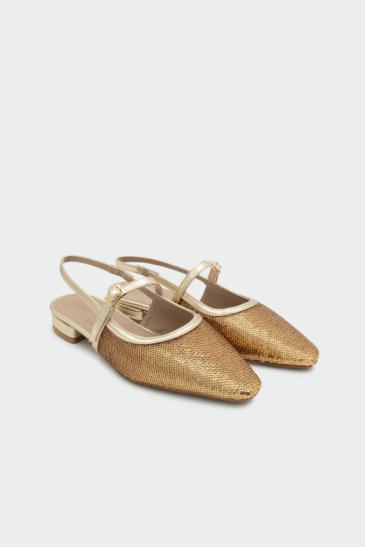 Elite Payetli Düz Kadın Babet - GOLD