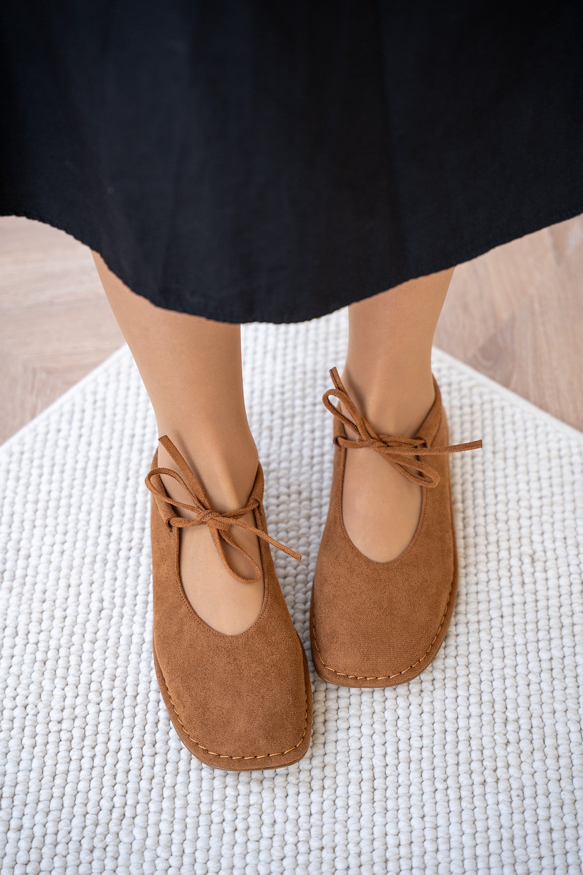 Mex Bağcık Detaylı Kadın Barefoot Ayakkabı - TABA SÜET