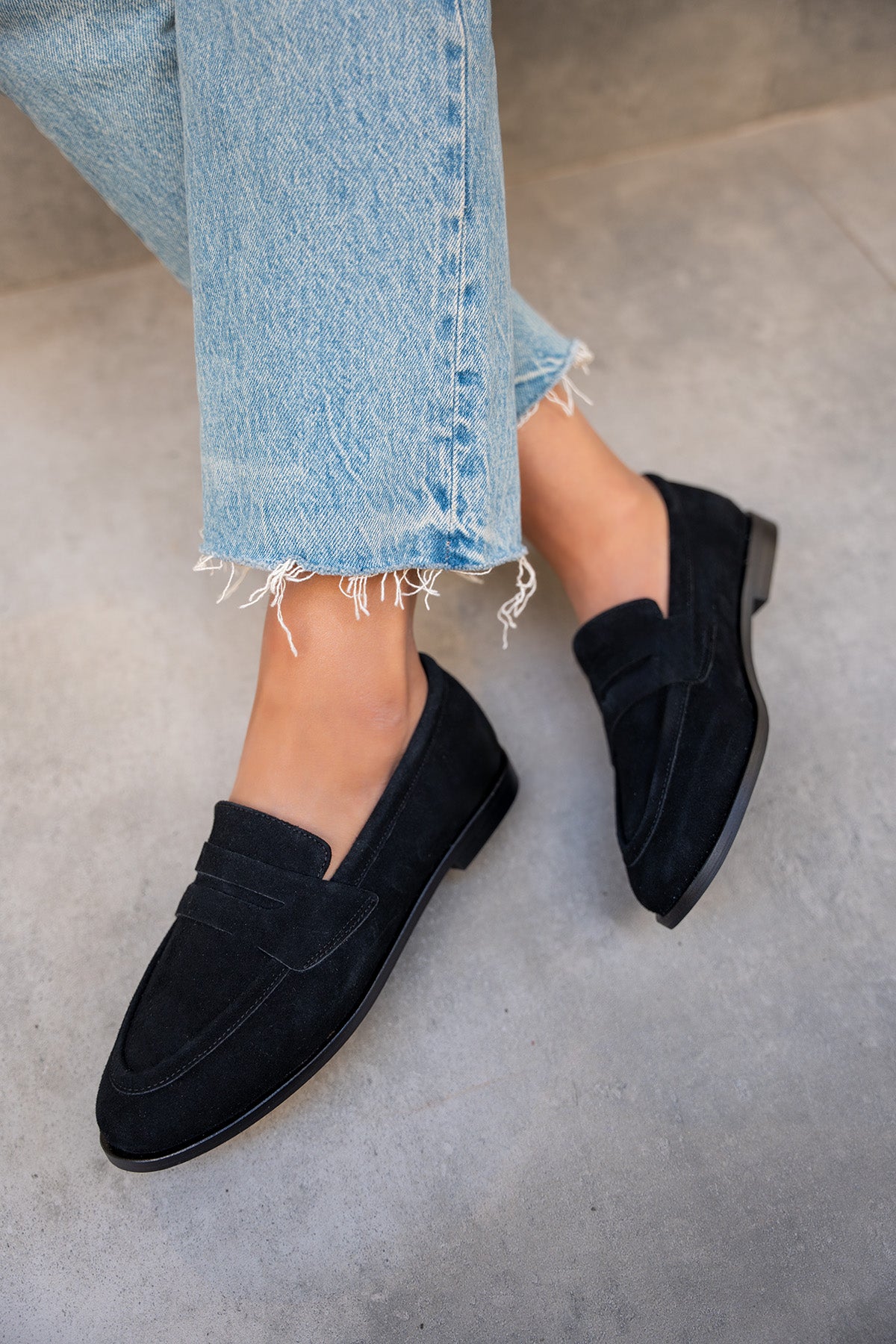 Desna Düz Taban Ayakkabı - SİYAH SÜET