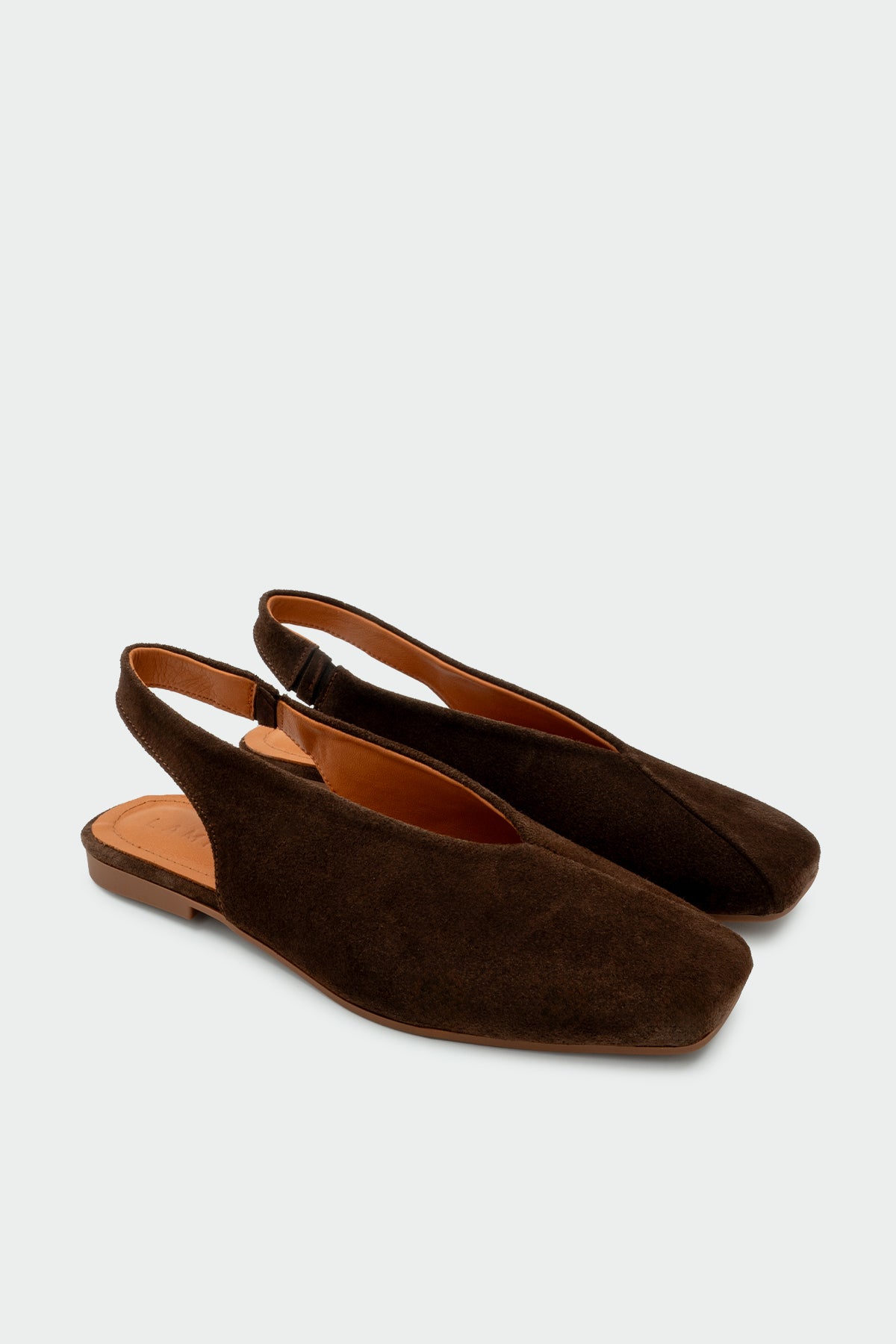 Lupita Asimetrik Kesim Hakiki Deri Kadın Düz Babet - ACI KAHVE