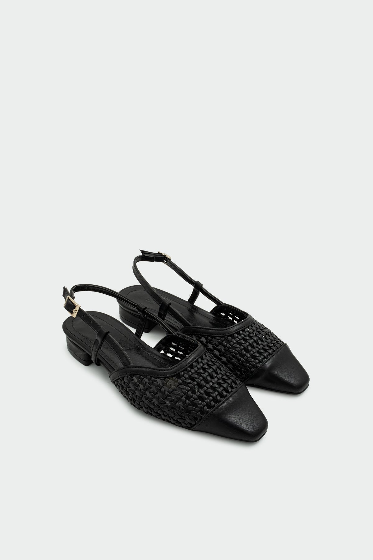 Megan Örgü Detaylı Kadın Düz Babet - SİYAH