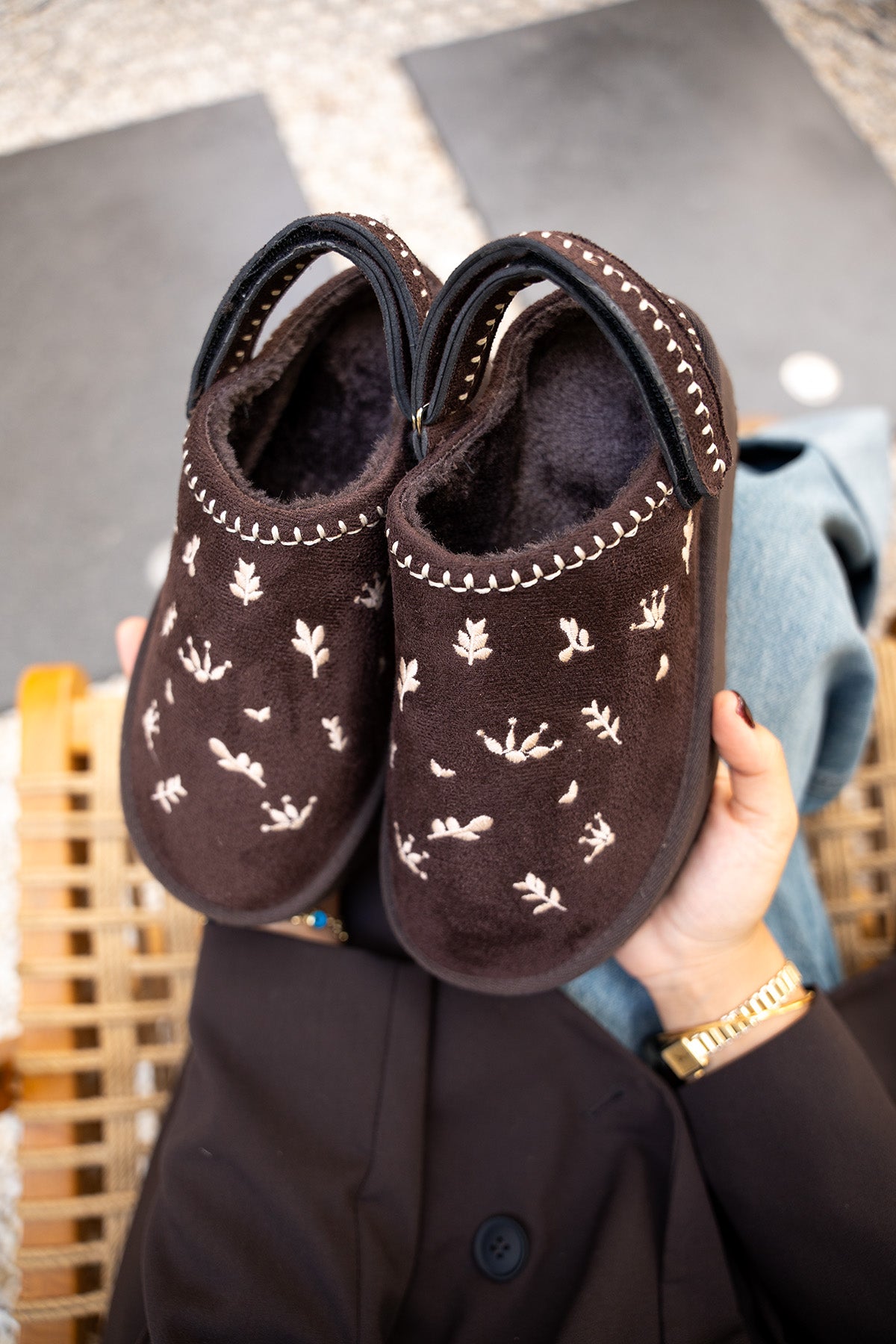 Tavia Nakışlı Kürklü Bot - AcıKahve Süet