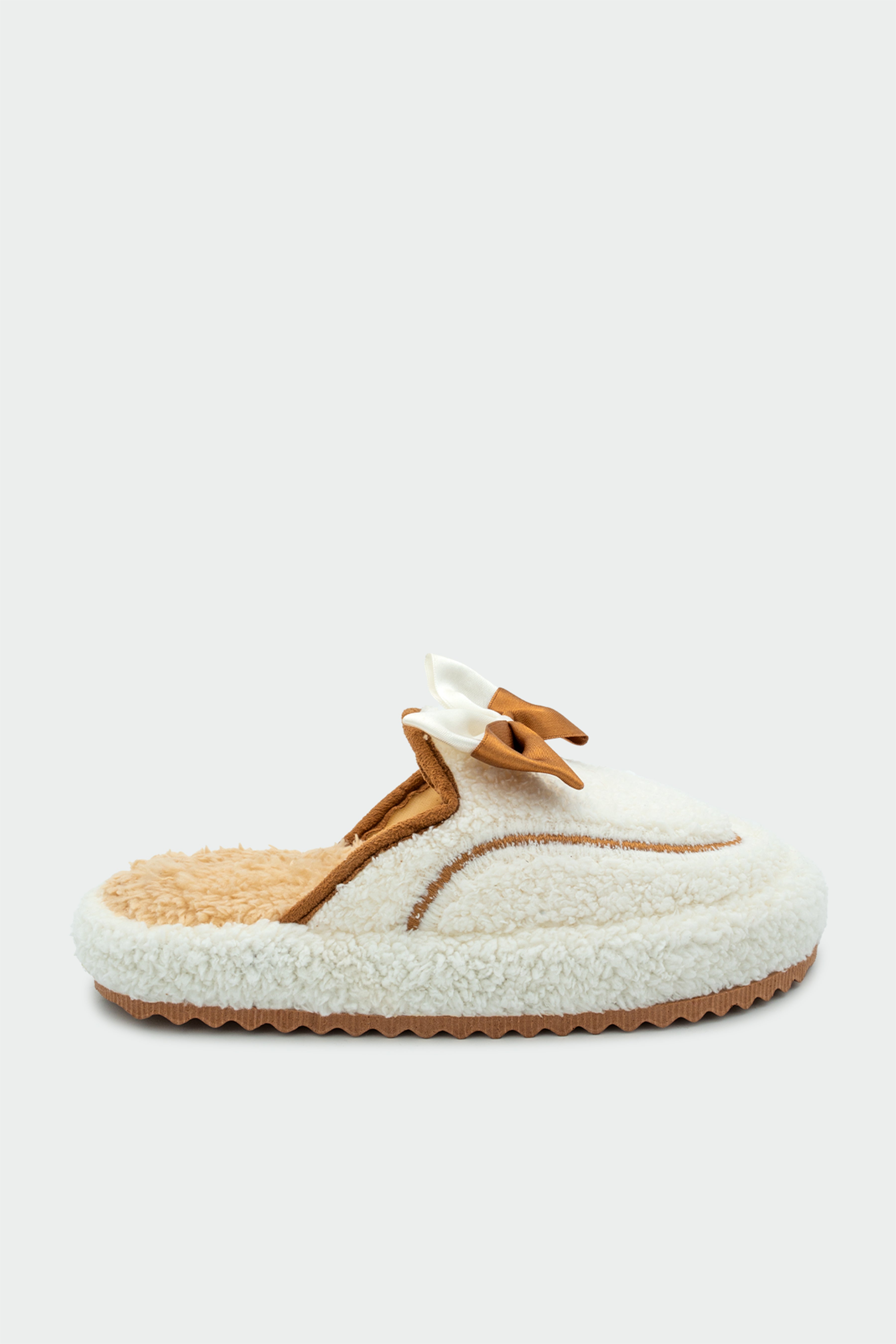 Puffer Fiyonk Detaylı Ev Terliği - BEYAZ