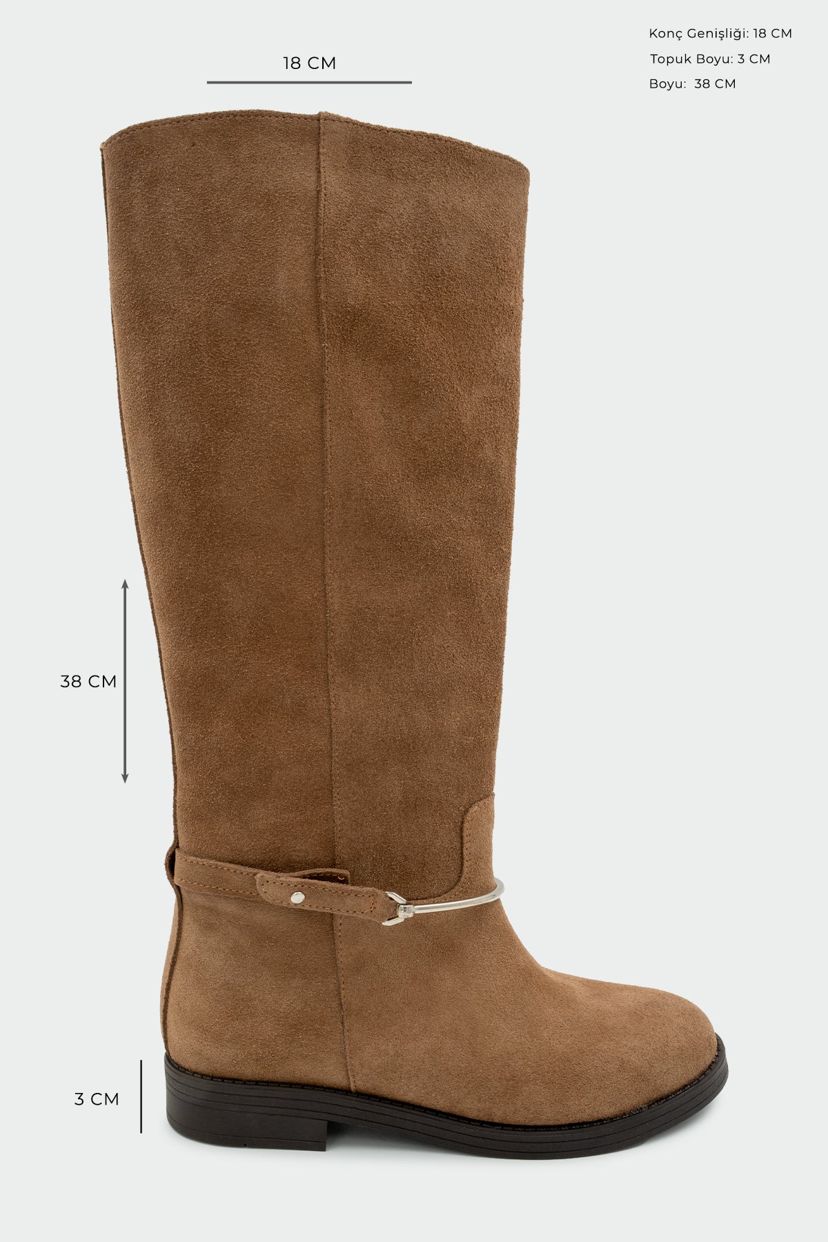 Steve Çıkarılabilir Gold Aksesuarlı Çizme - VİZON SÜET