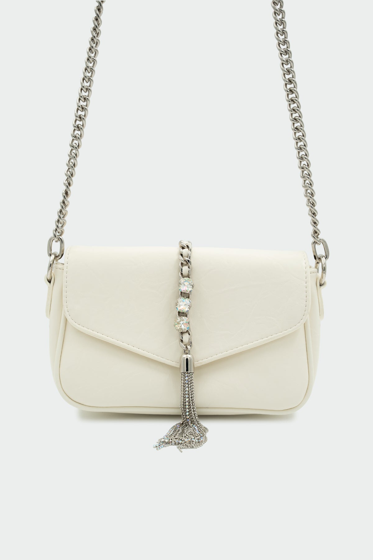Flavio Kristal Taşlı Kadın Çapraz Çanta - EKRU