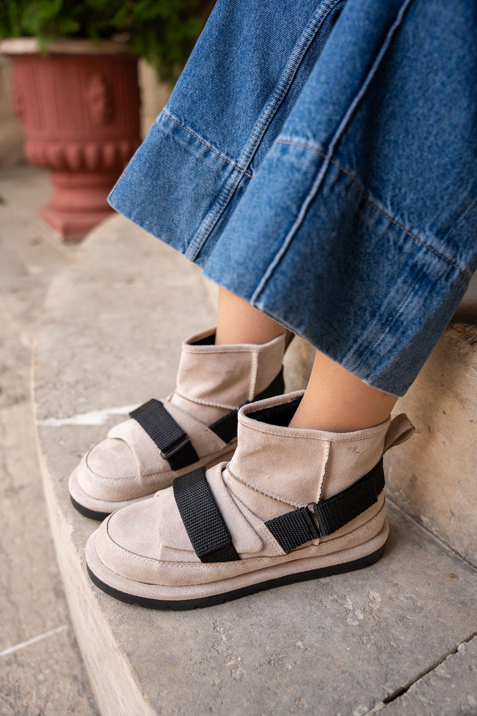 LESCAR SÜET İÇİ KÜRKLÜ BOT - BEJ