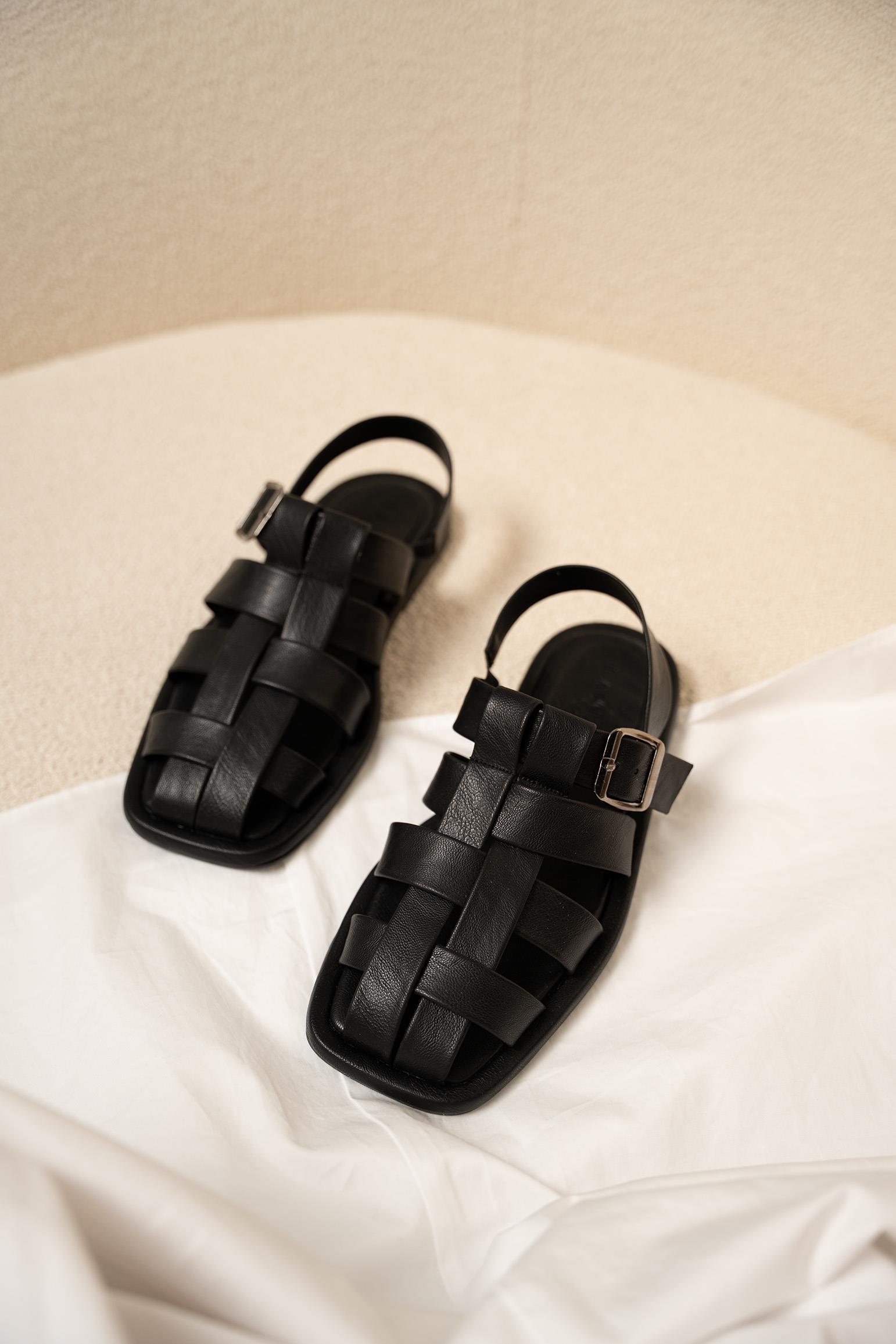 Tool Kafes Detaylı Sandalet - SİYAH