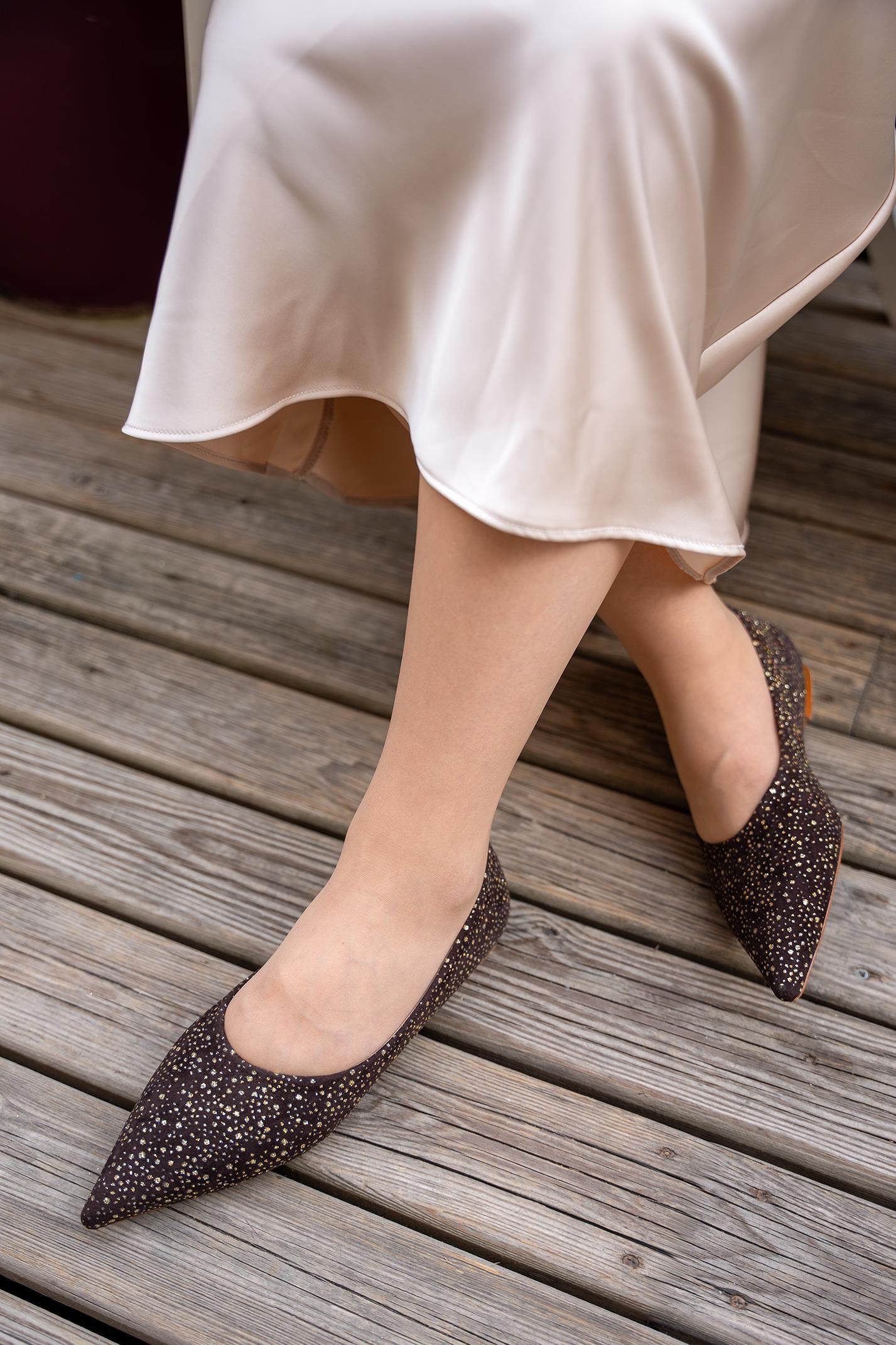 CASTLE GOLD DETAYLI SÜET BABET - AcıKahve Süet