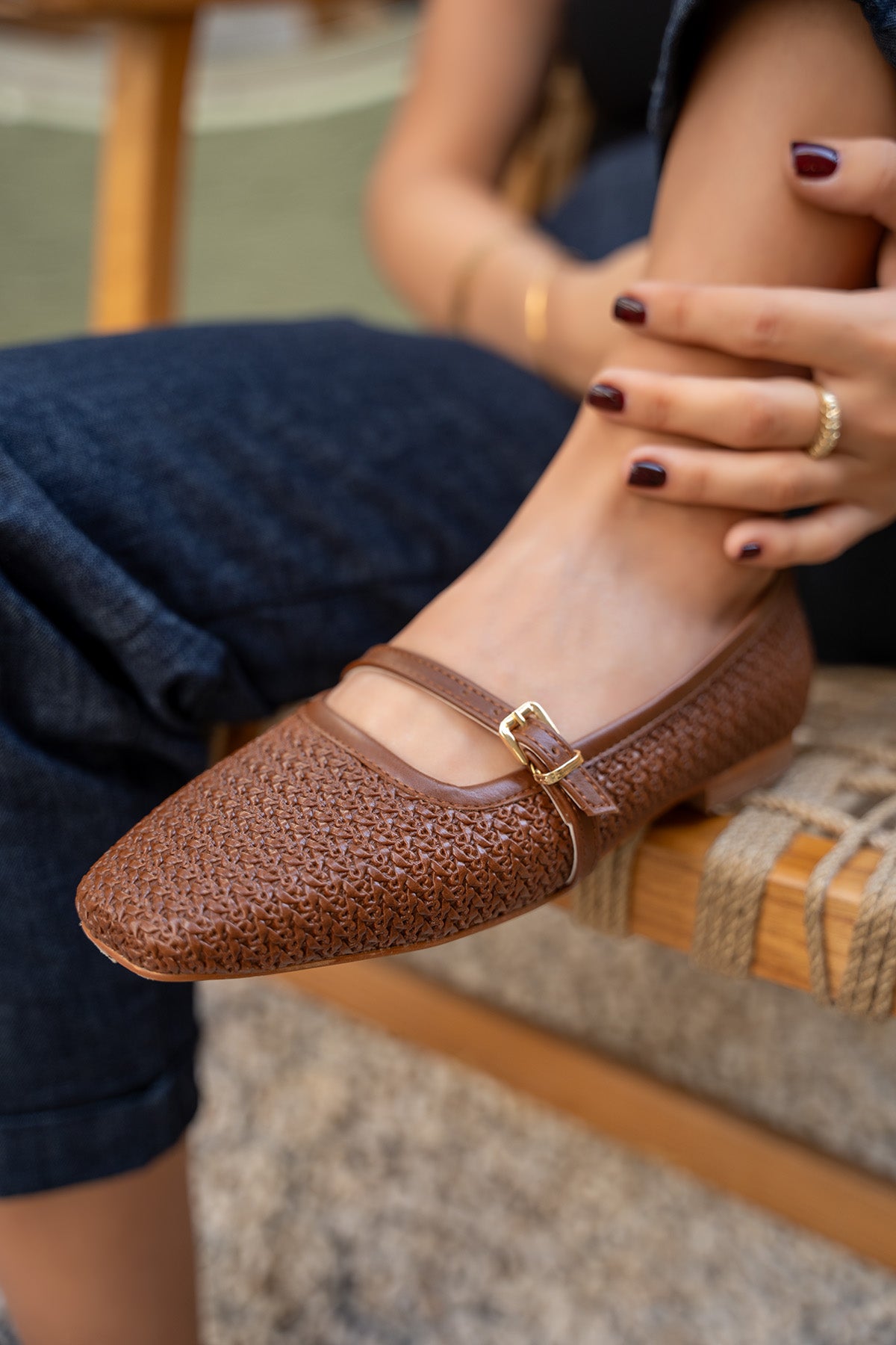 Samuel Örgü Detaylı Düz Kadın Babet - TABA