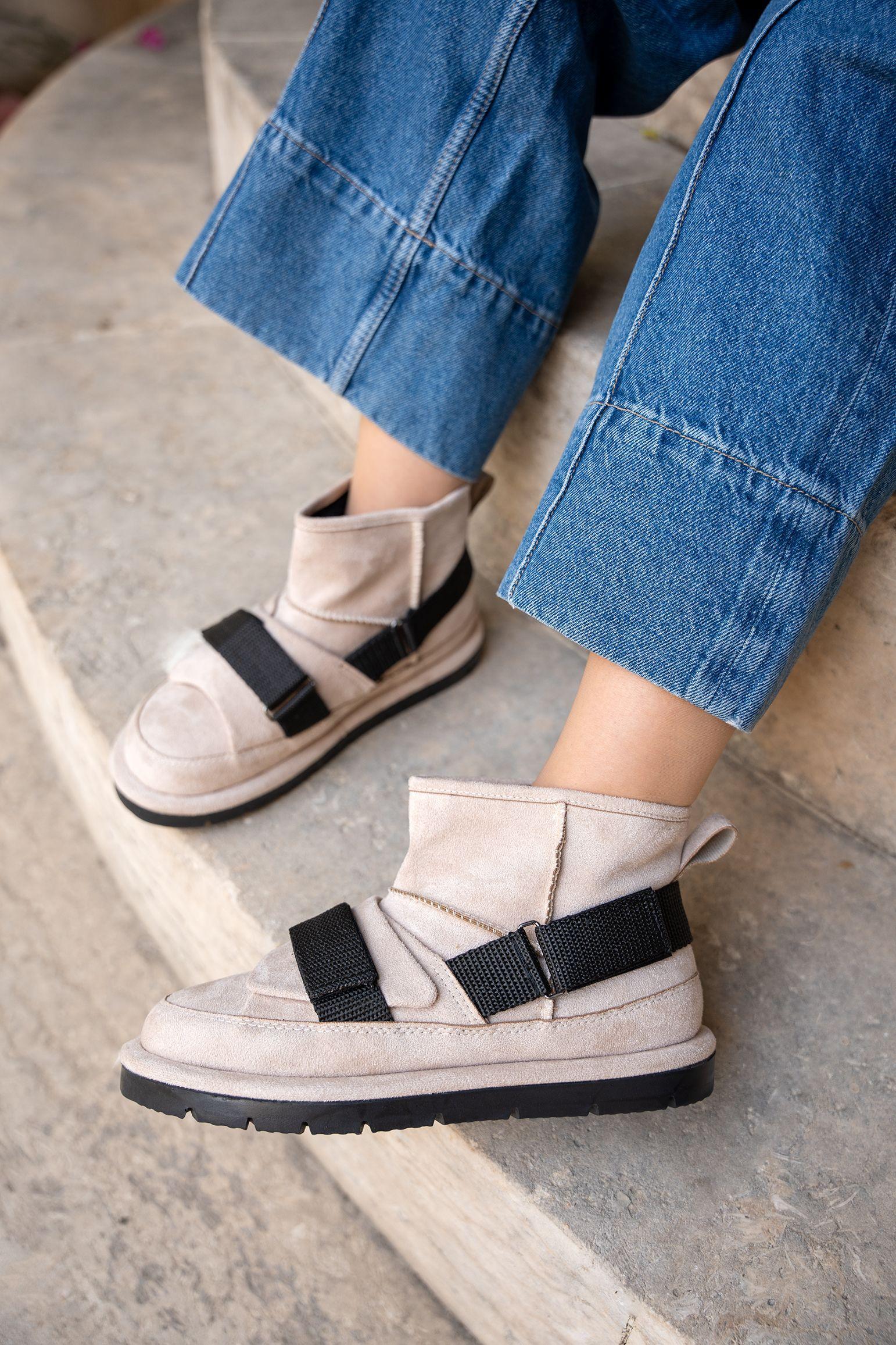 LESCAR SÜET İÇİ KÜRKLÜ BOT - BEJ