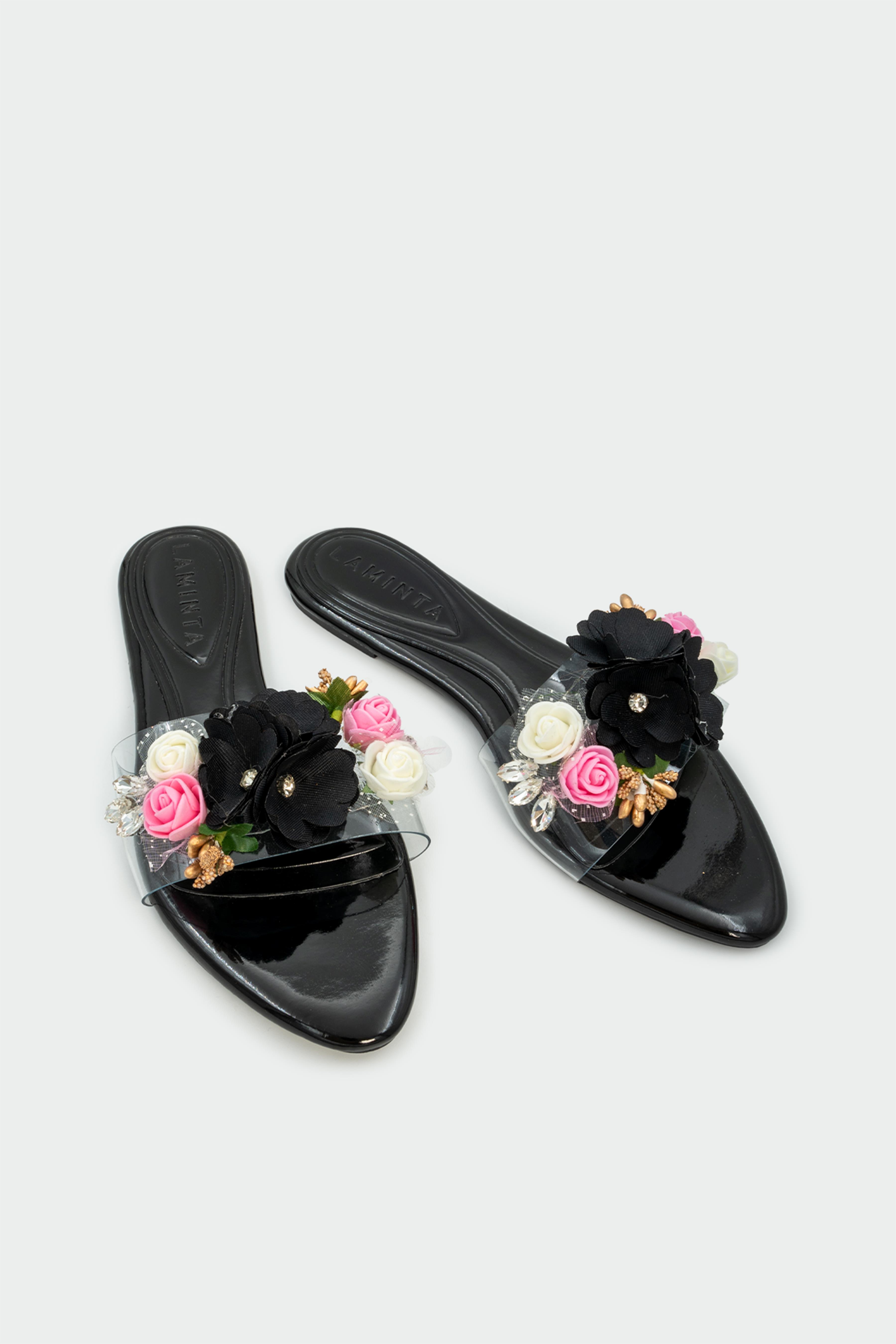 LİLY ÇİÇEKLİ TERLİK - SİYAH