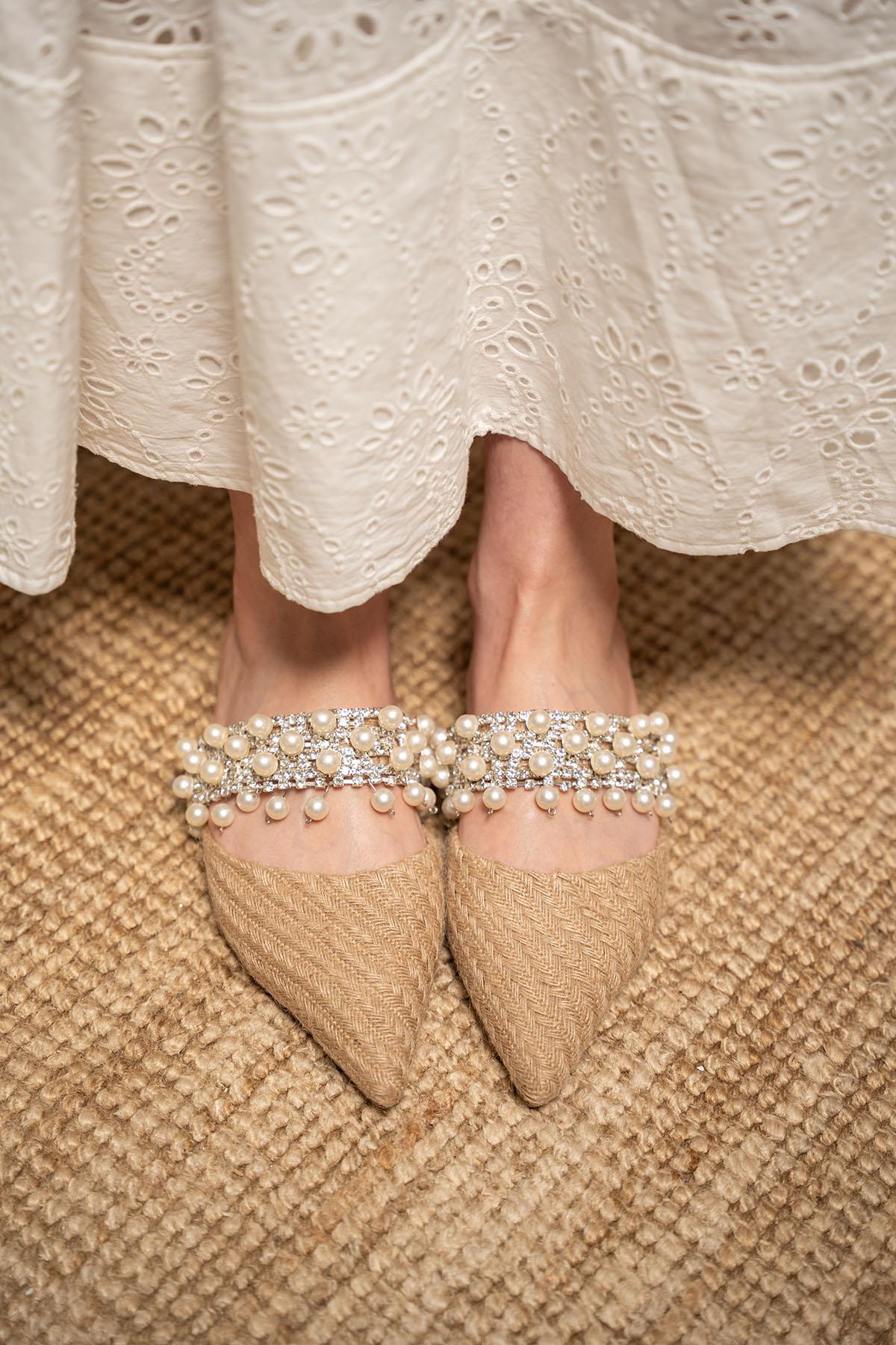 ROSİE TÜVİT DETAYLI TAŞLI TERLİK - HASIR