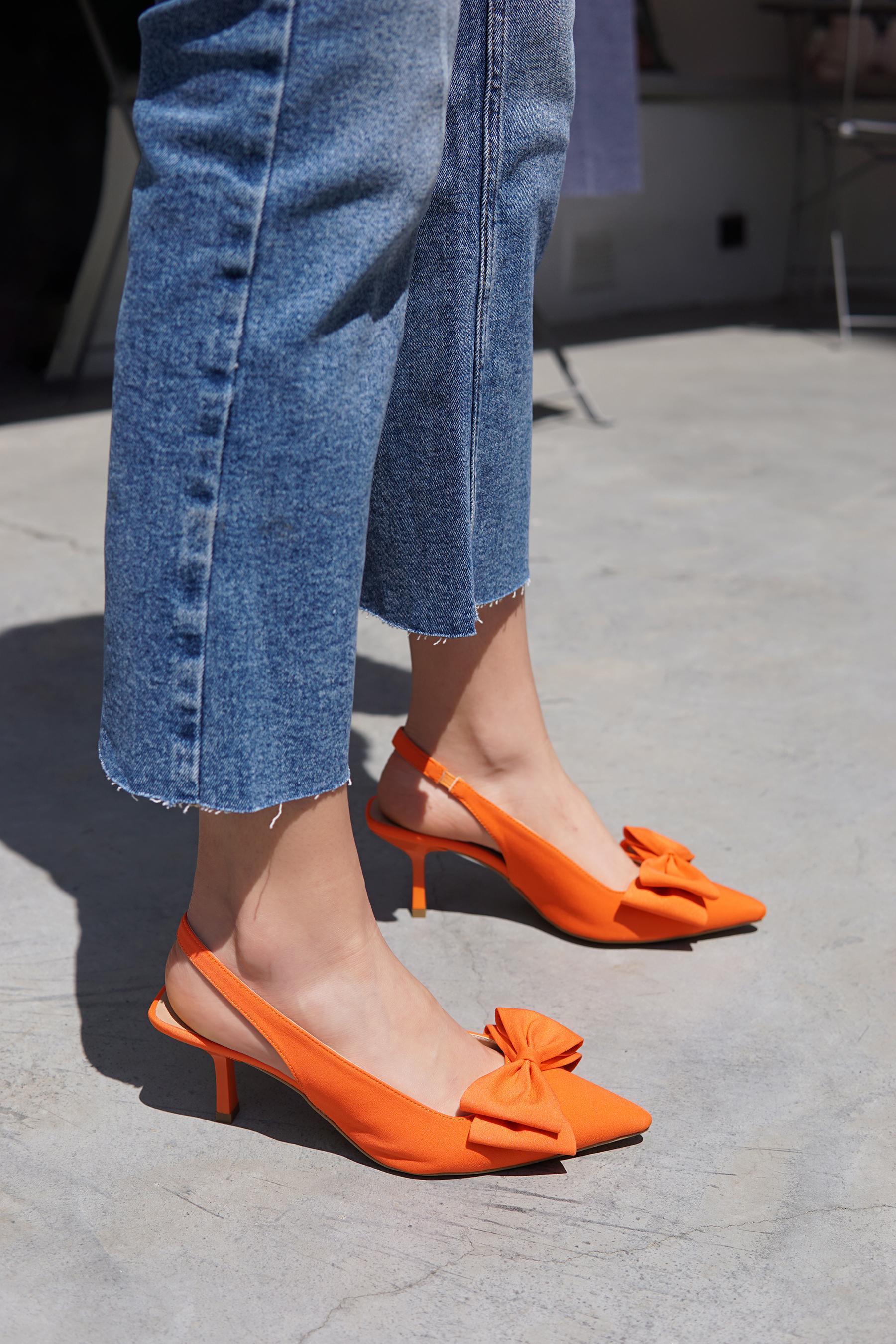 MARİBEL FİYONKLU TOPUKLU AYAKKABI - TURUNCU