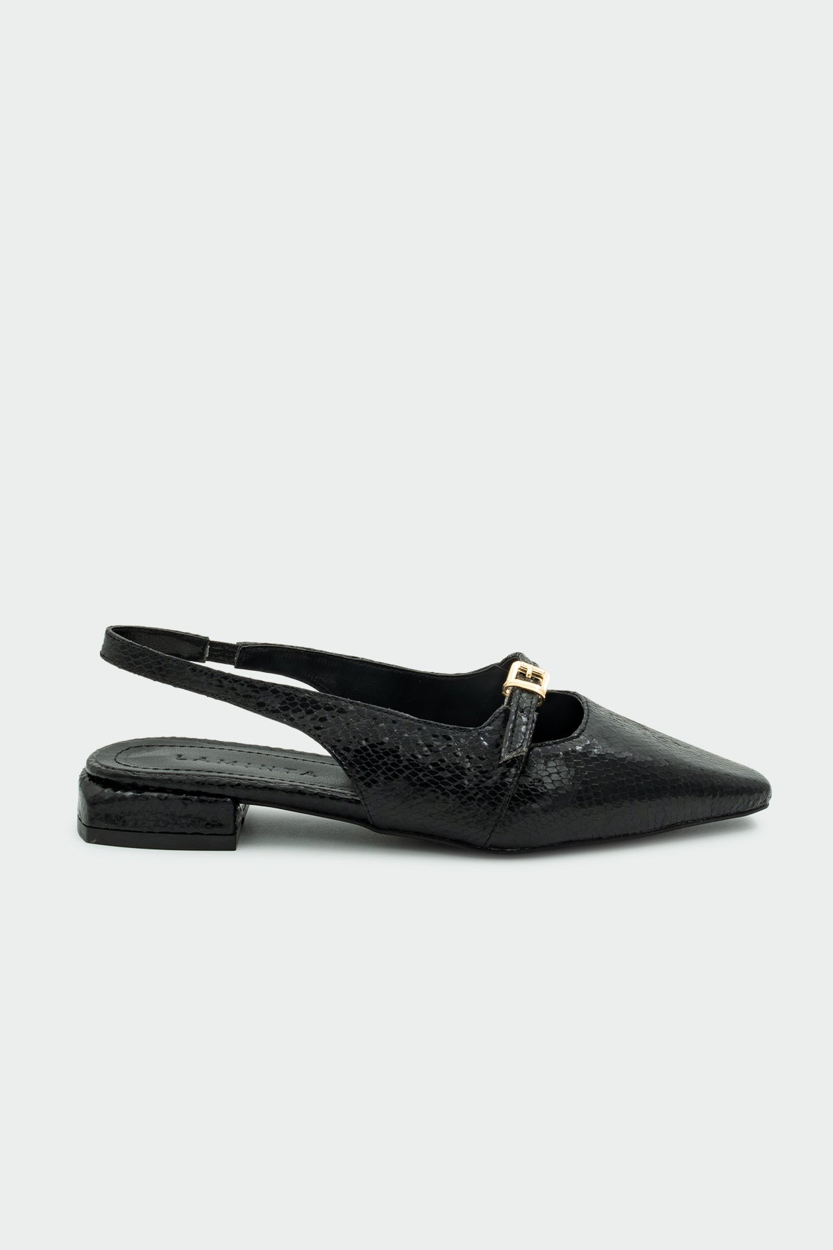 İcon Yılan Derisi Dokulu Kadın Babet - SİYAH