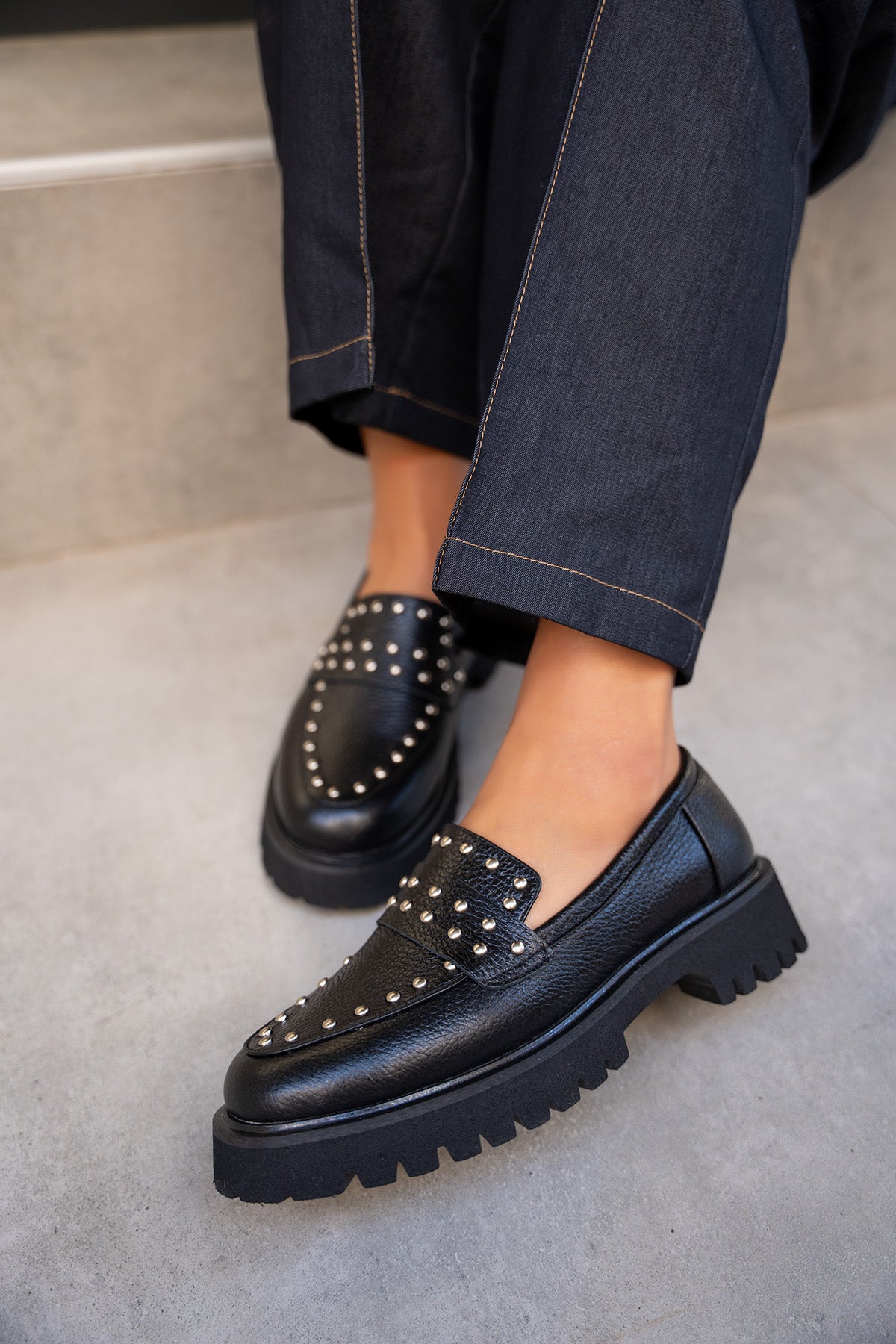 Sorley Troklu Hakiki Deri Loafer - SİYAH