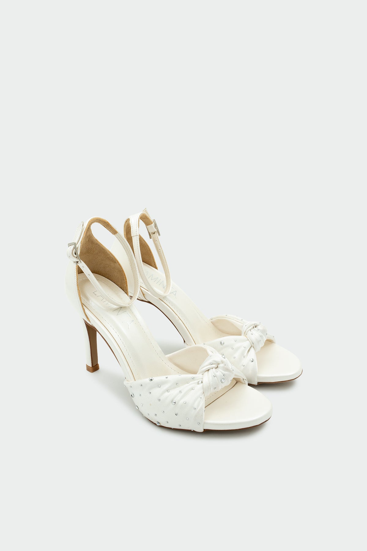 Space Taşlı Düğüm Detaylı Platform Abiye Ayakkabı - BEYAZ