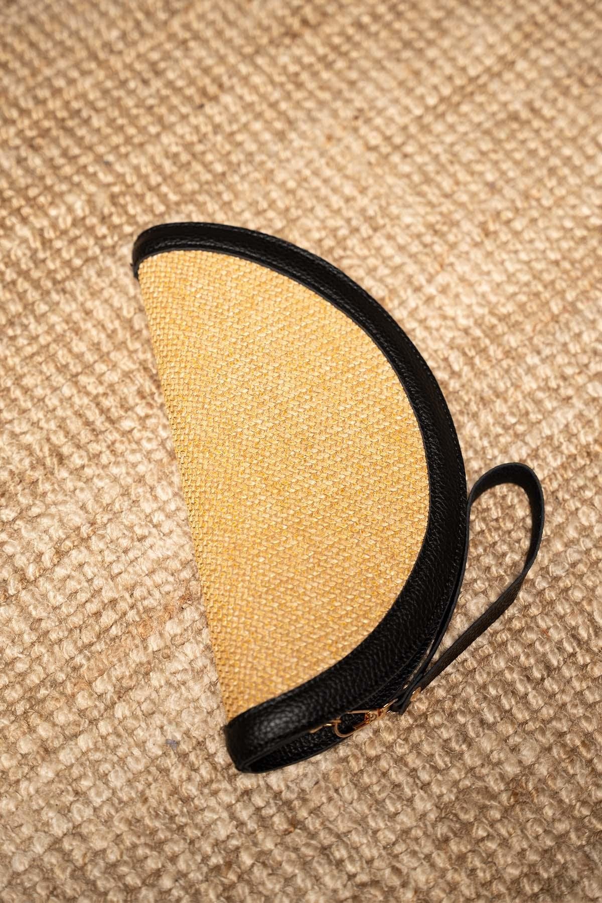 Areyo Hasır Oval Clutch - SİYAH