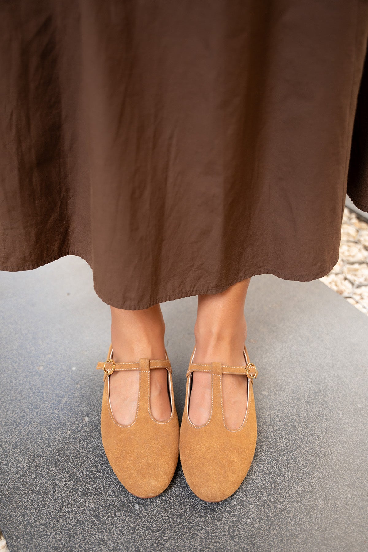 Judi Şerit Detaylı Babet - TABA SÜET