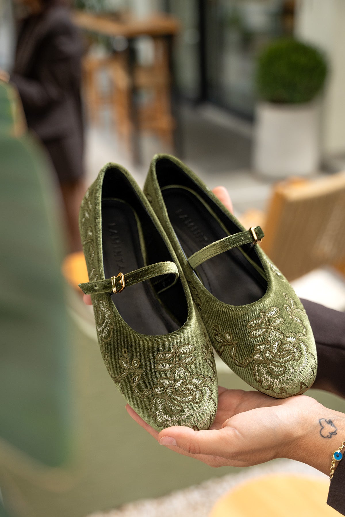 Semy Nakış Detaylı Babet - HAKİ