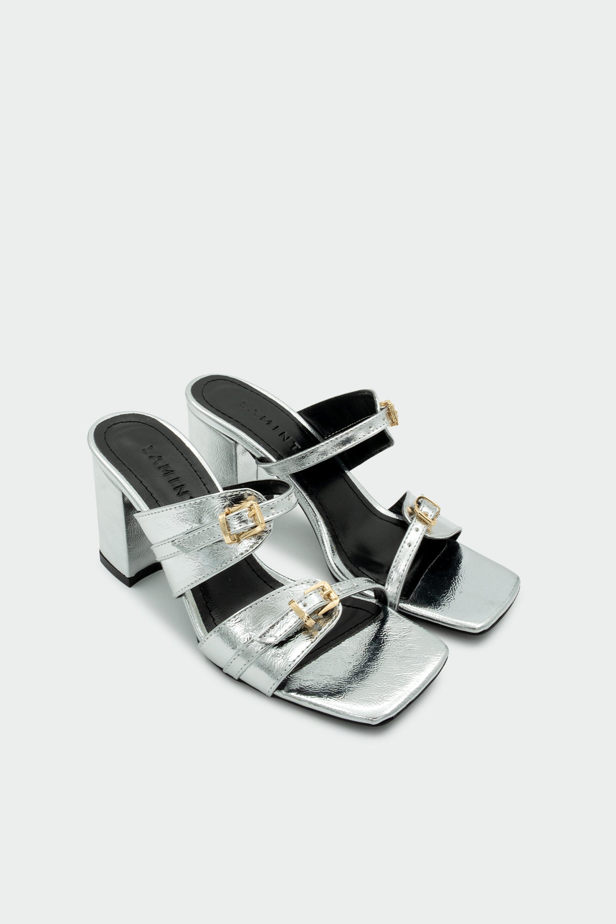 Jodie Toka Detaylı Kadın Topuklu Terlik - Silver