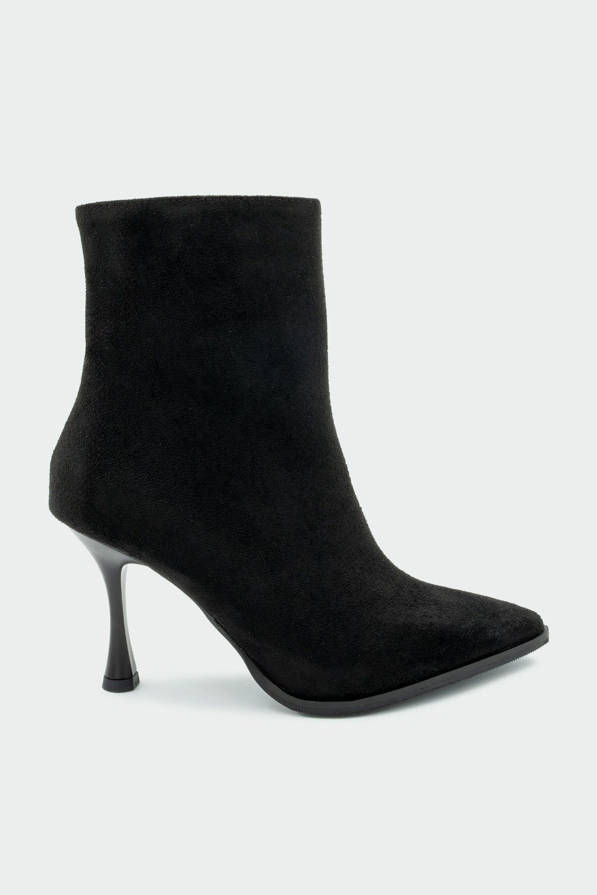 Apex Sivri Burun Fermuarlı Kadın Bot - SİYAH SÜET