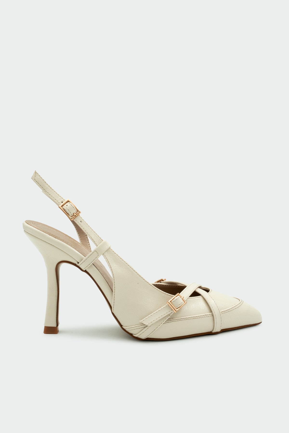Flamin Toka Detaylı Kadın Topuklu Ayakkabı - EKRU