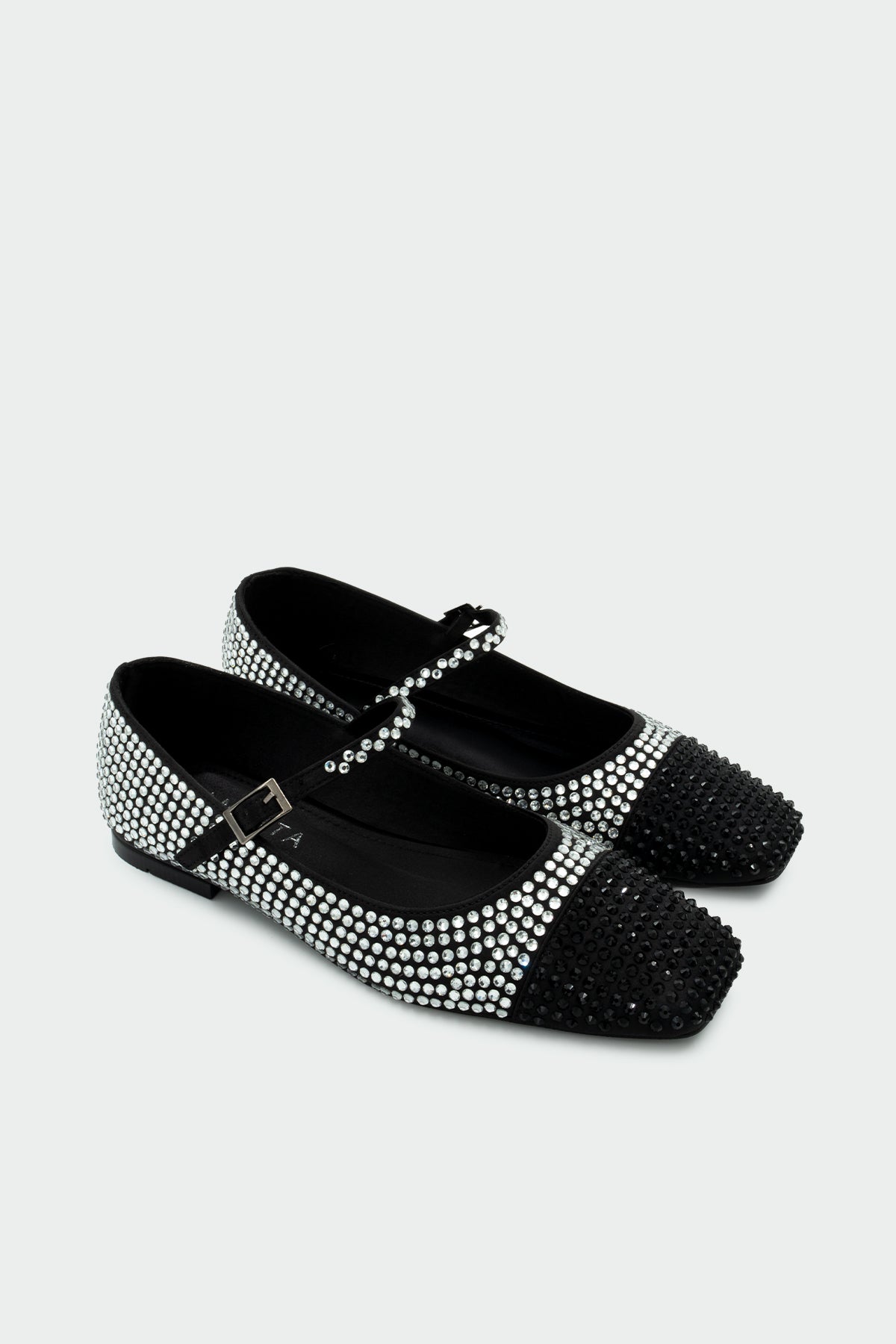 Takai Taşlı Tokalı Hakiki Deri Kadın Babet - SİYAH