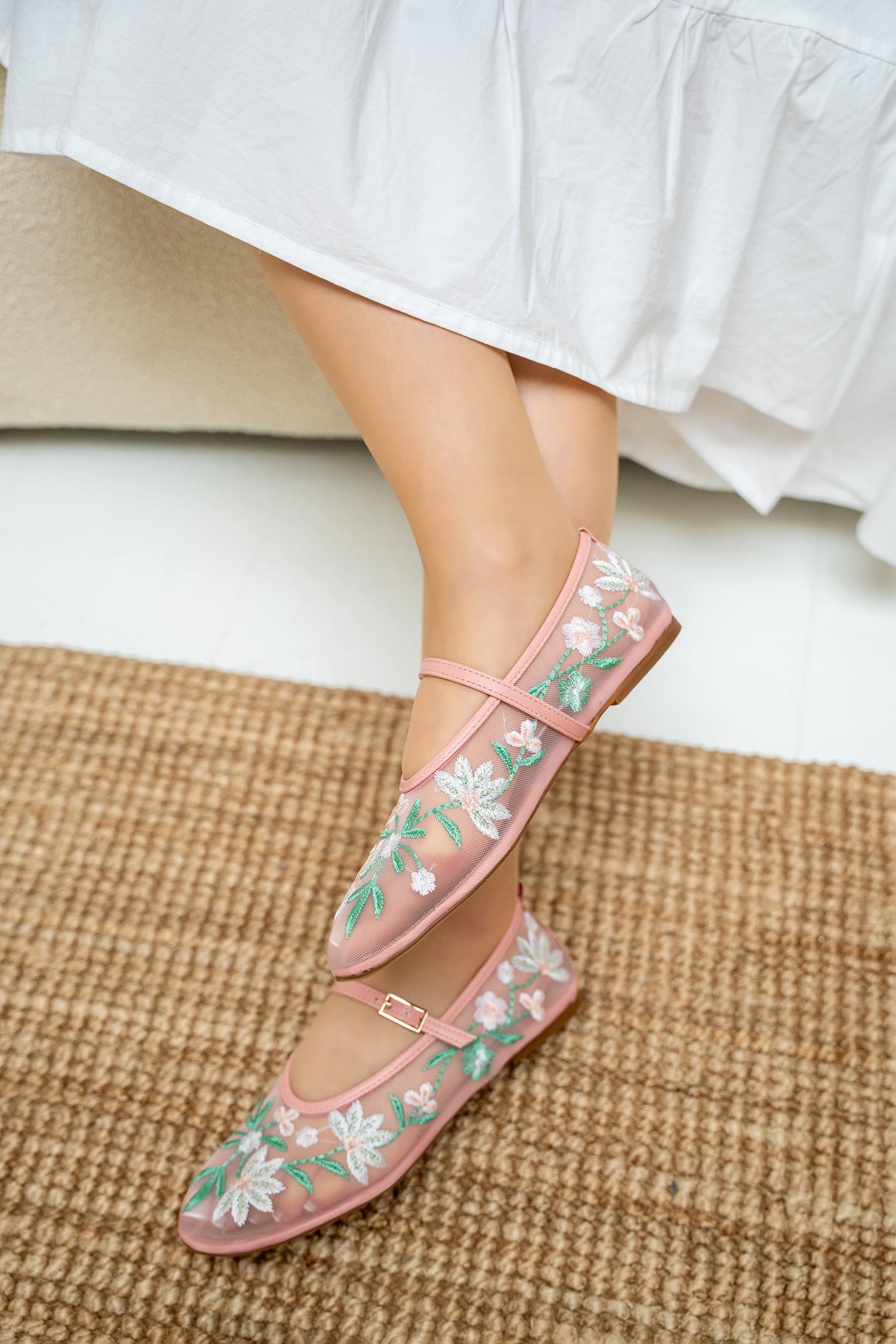 Lalu Nakış İşlemeli Babet - ŞEKER PEMBE