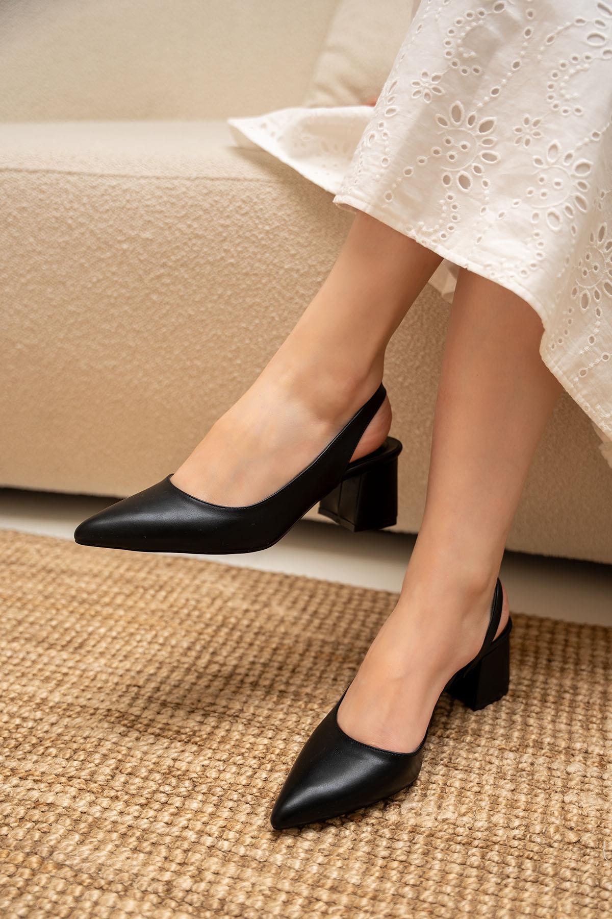 TULİP KALIN TOPUKLU AYAKKABI - SİYAH