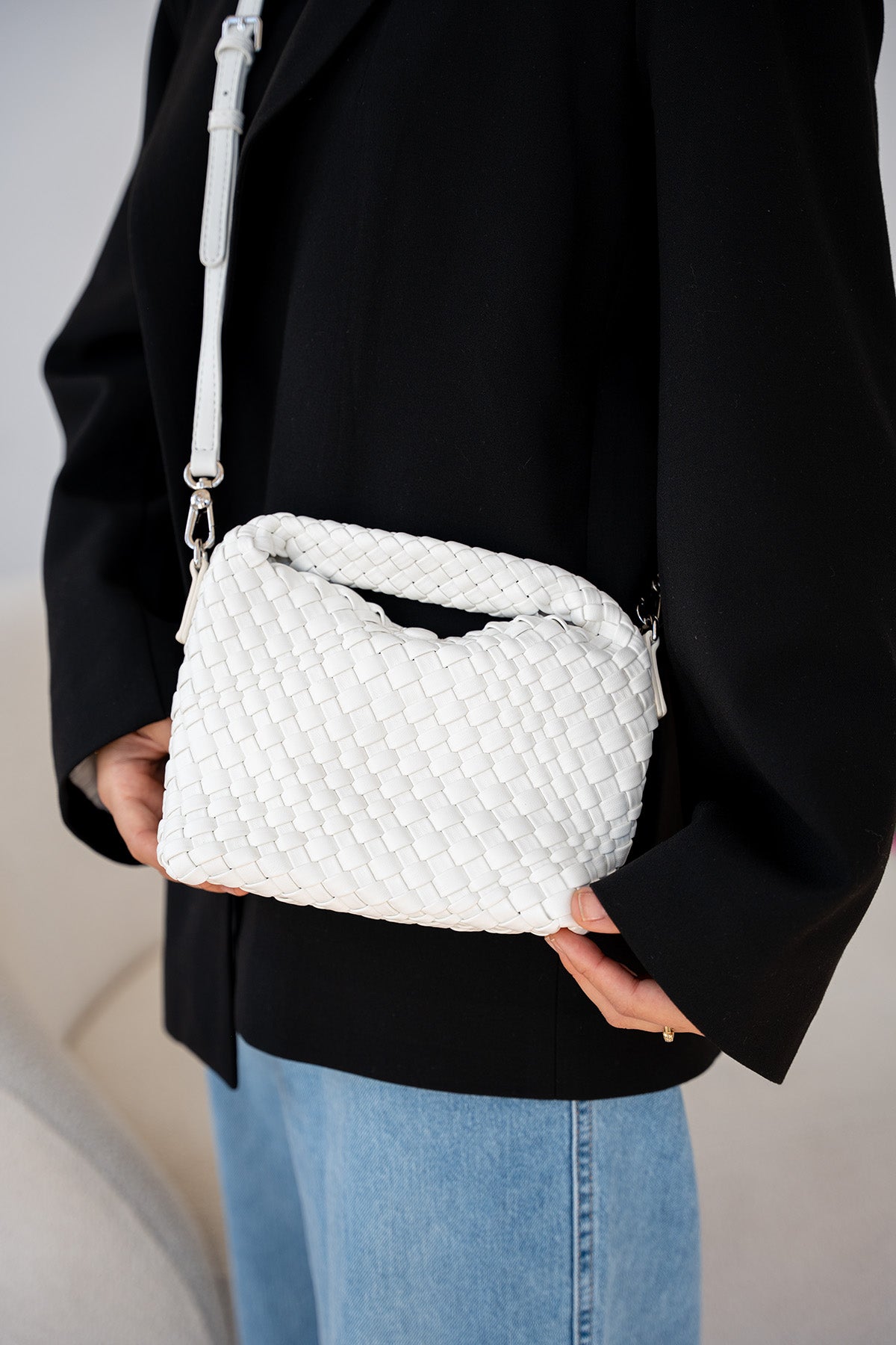 Cassio Örgü Detaylı Kadın Çanta - BEYAZ
