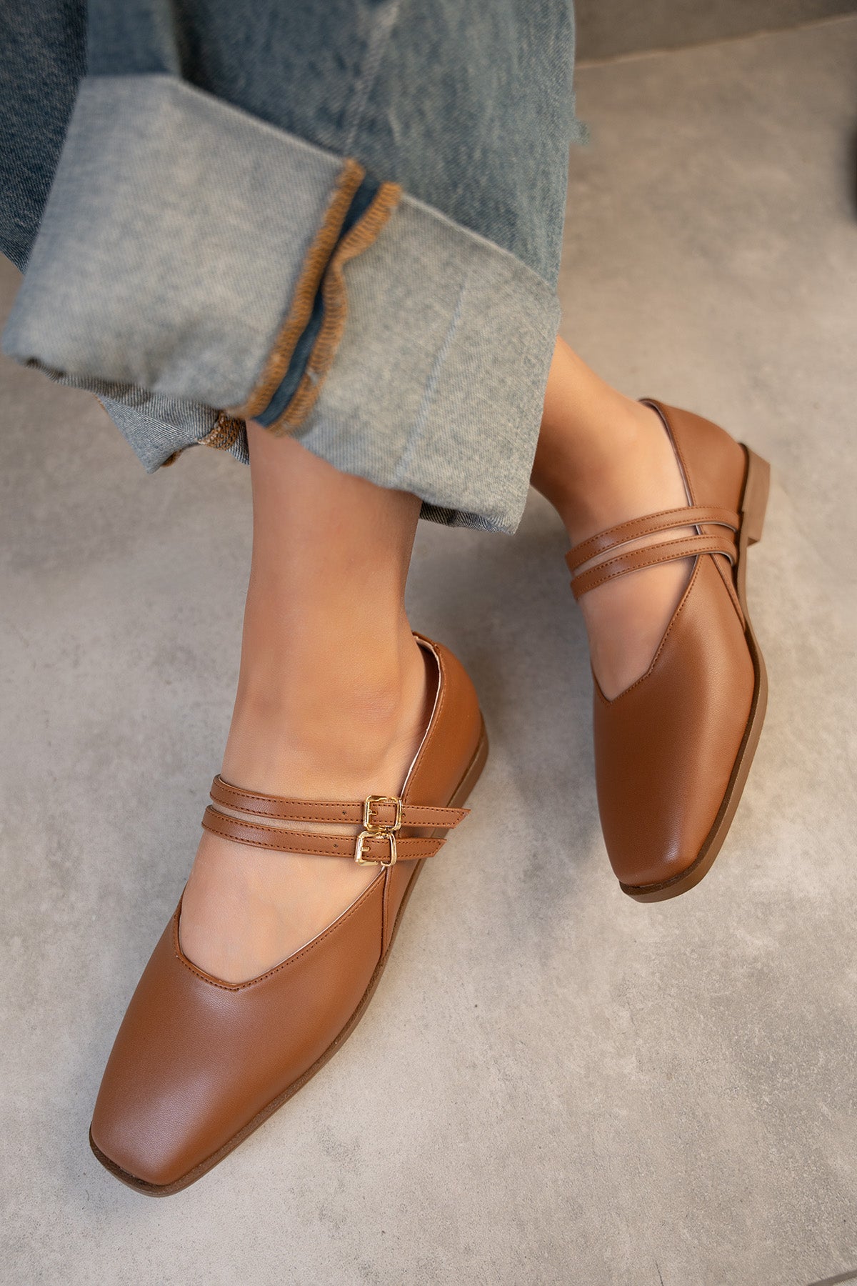 Jadon Çift Toka Detaylı Babet - TABA DERİ