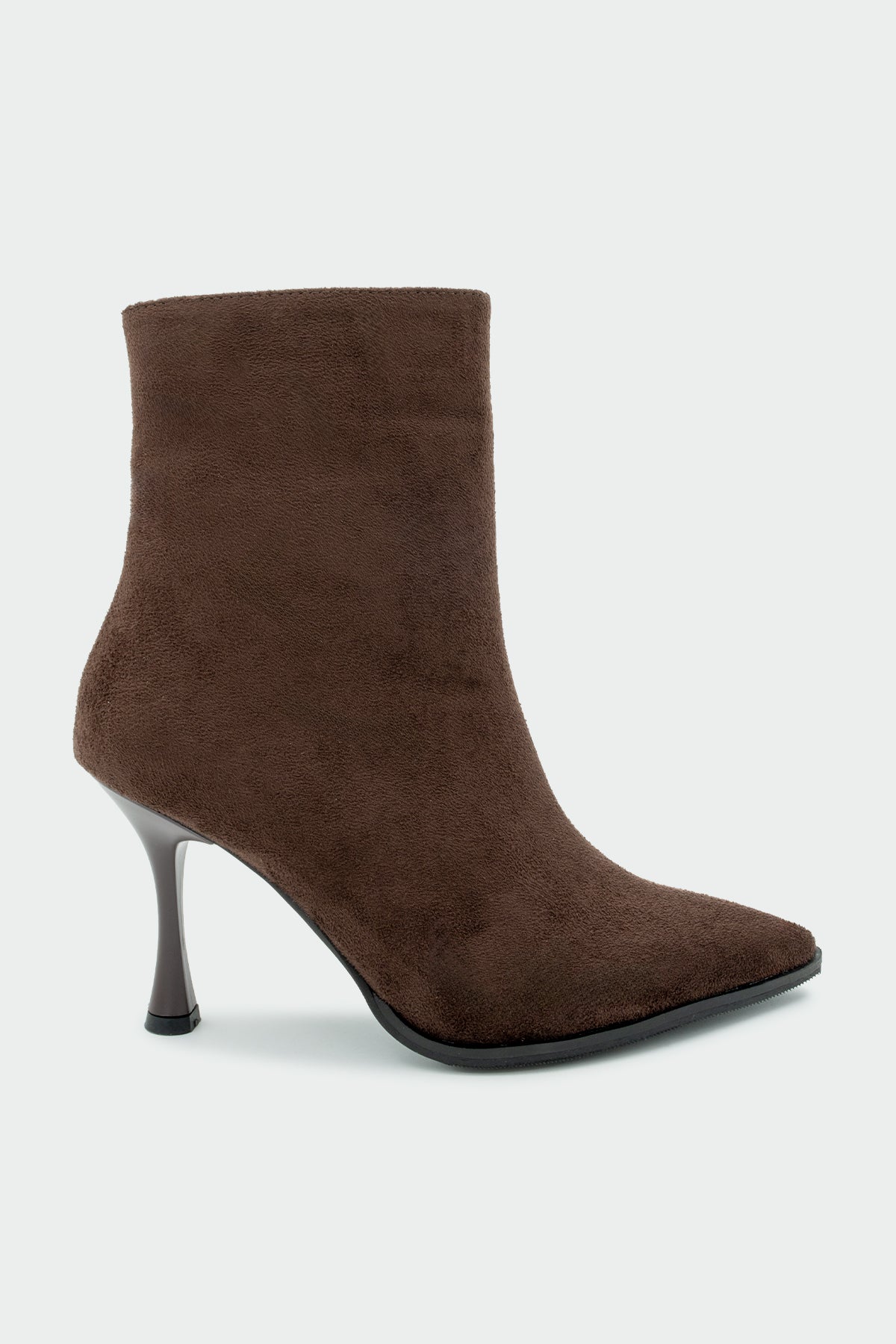 Apex Sivri Burun Fermuarlı Kadın Bot - AcıKahve Süet