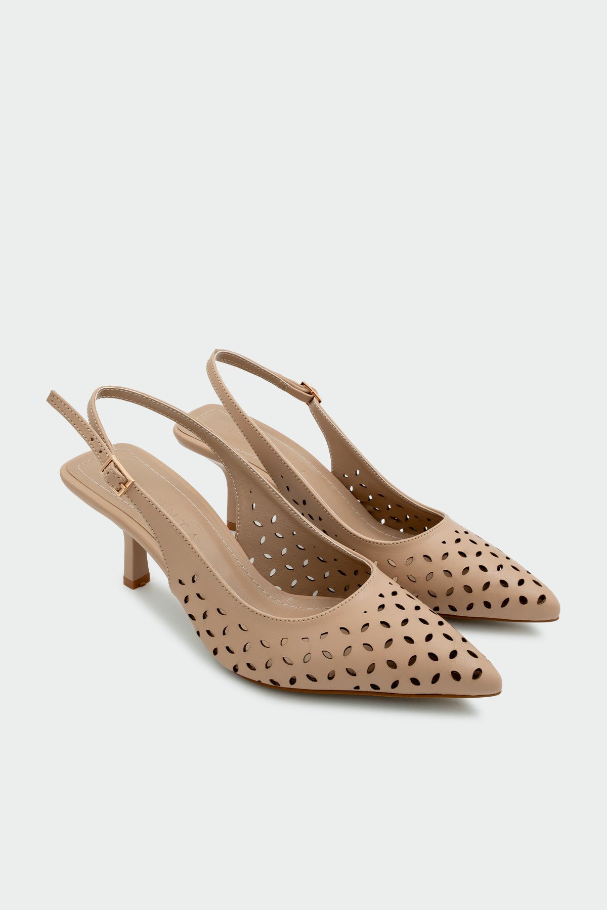 Punch Lazer Kesim Kadın Topuklu Ayakkabı - NUDE