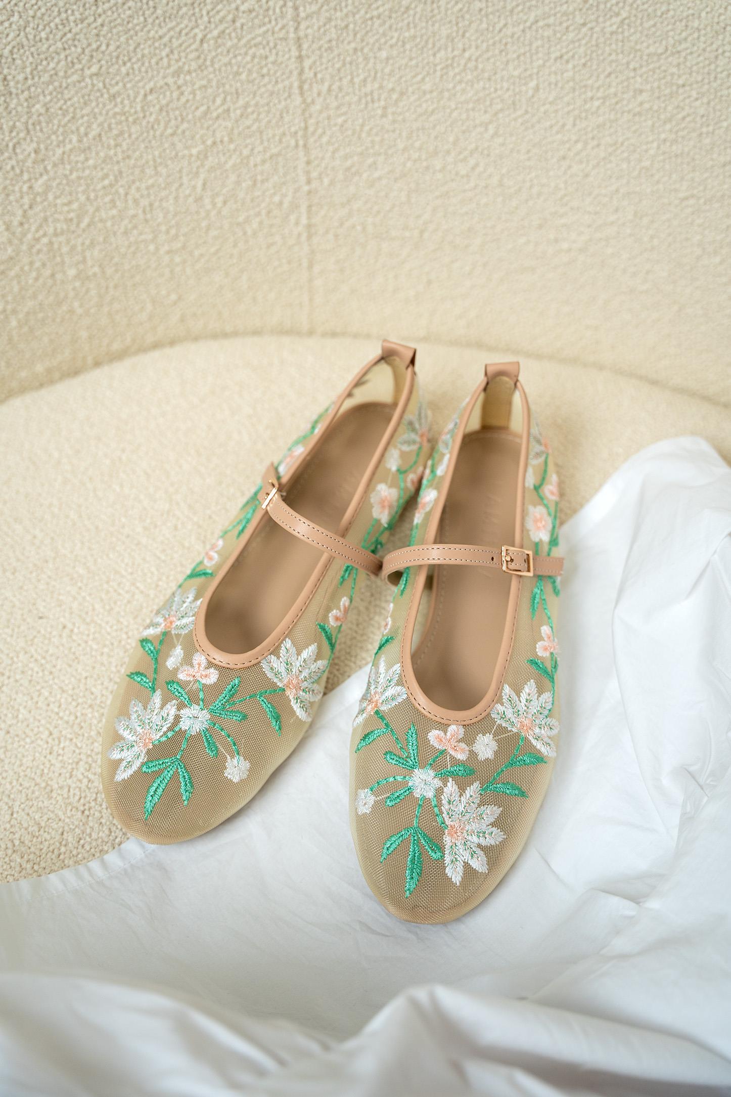 Lalu Nakış İşlemeli Babet - NUDE