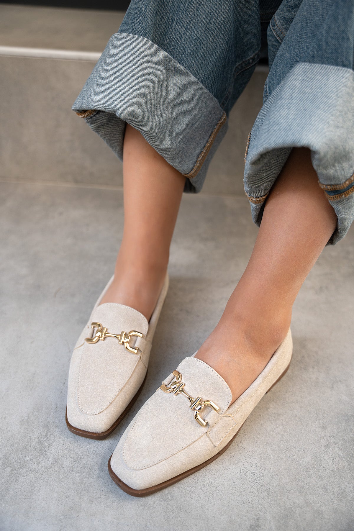 Aloha Gold Detaylı Loafer - BEJ SÜET