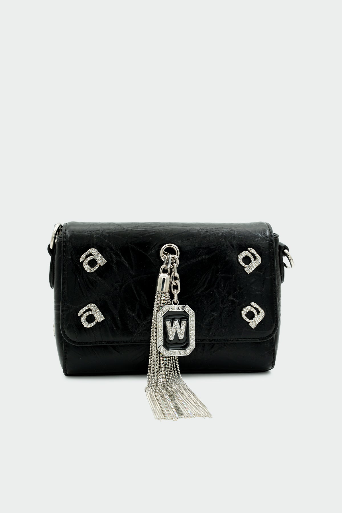 Otis Taşlı Aksesuar Detaylı Çapraz Kadın Çanta - SİYAH