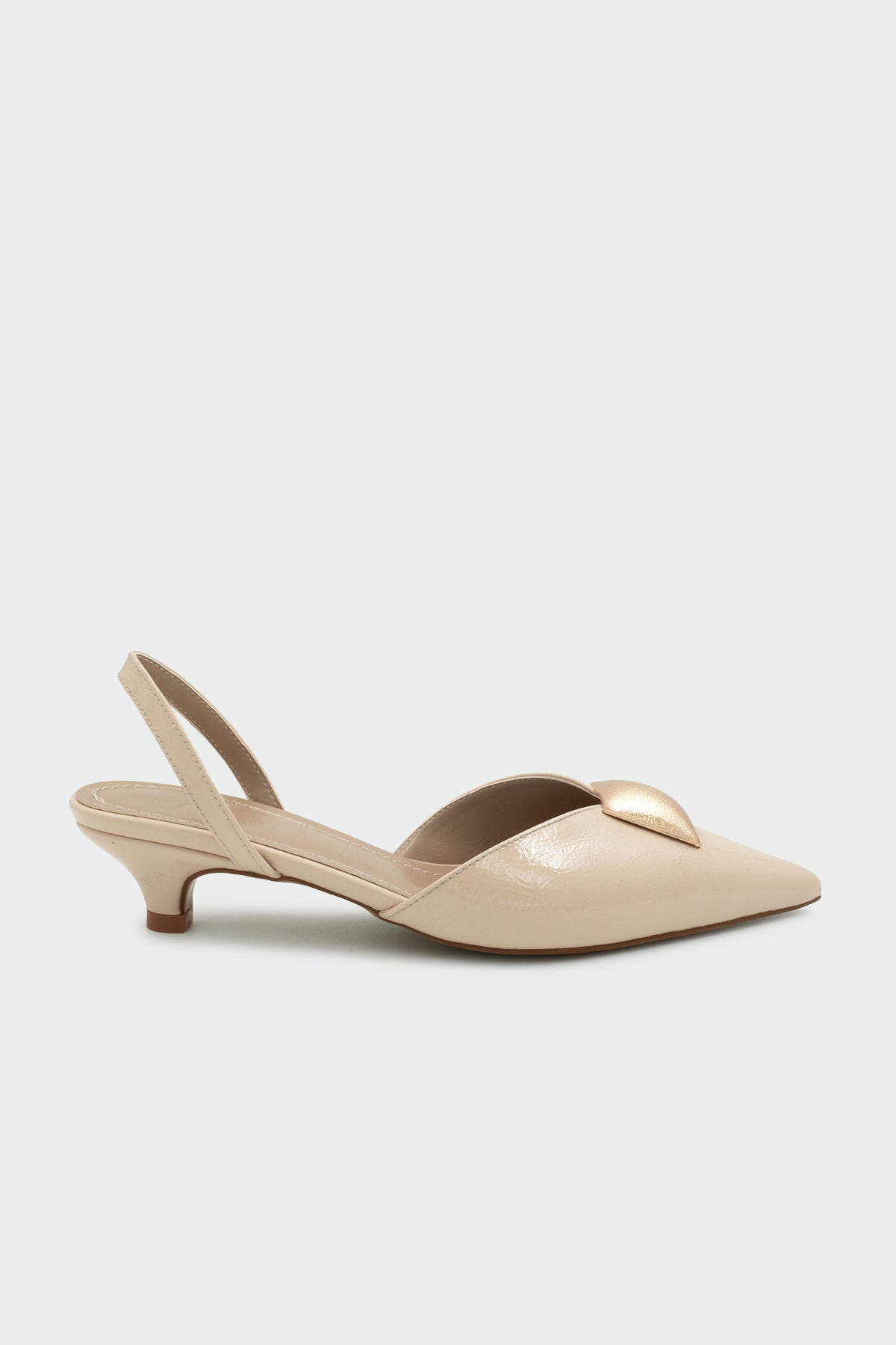 Ontri Gold Aksesuarlı Kadın Topuklu Ayakkabı - NUDE