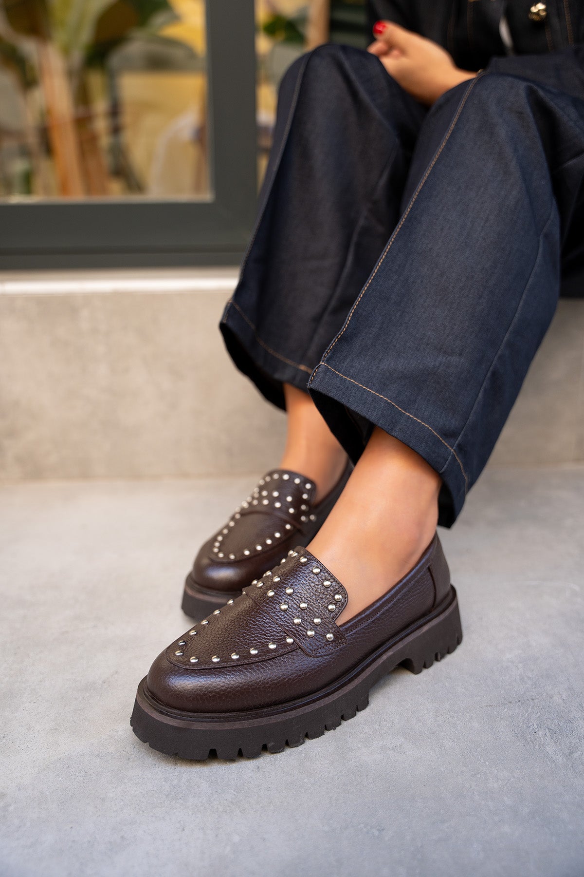Sorley Troklu Hakiki Deri Loafer - ACI KAHVE