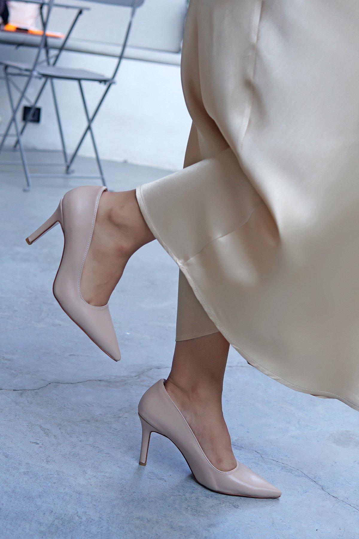 MARLOWE STİLETTO TOPUKLU AYAKKABI - NUDE DERİ