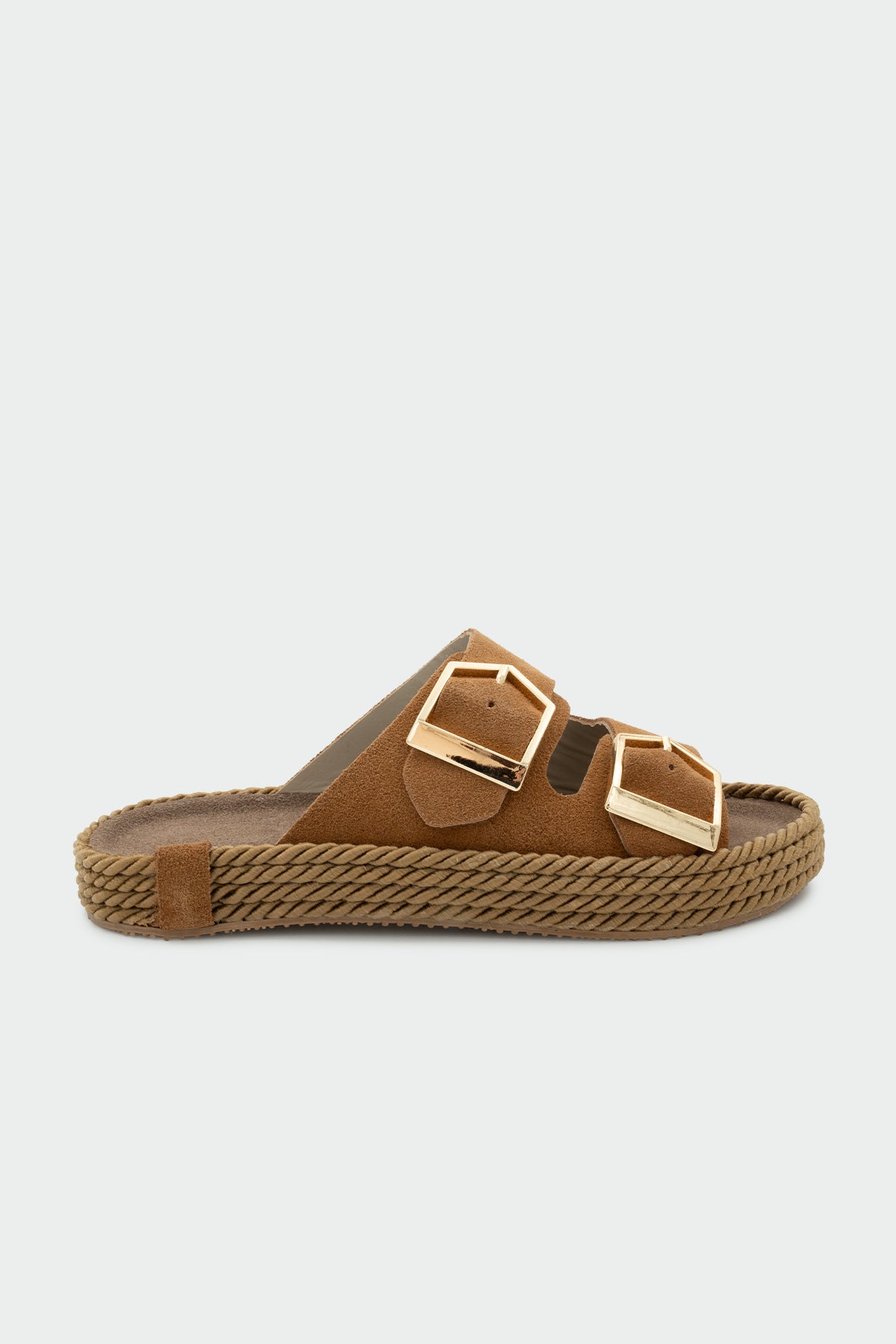 Pupil Çift Tokalı Hakiki Deri Kadın Terlik - TABA